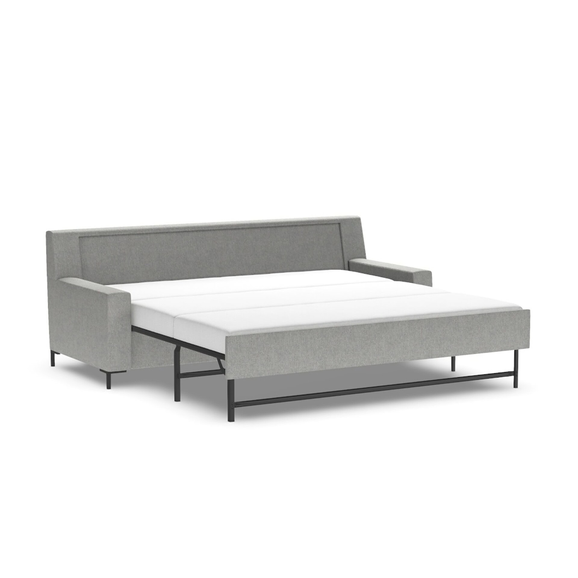 Modern Gray Sofa Bed with Pull-Out Mattress, Stylish Sleep Sofa Design.