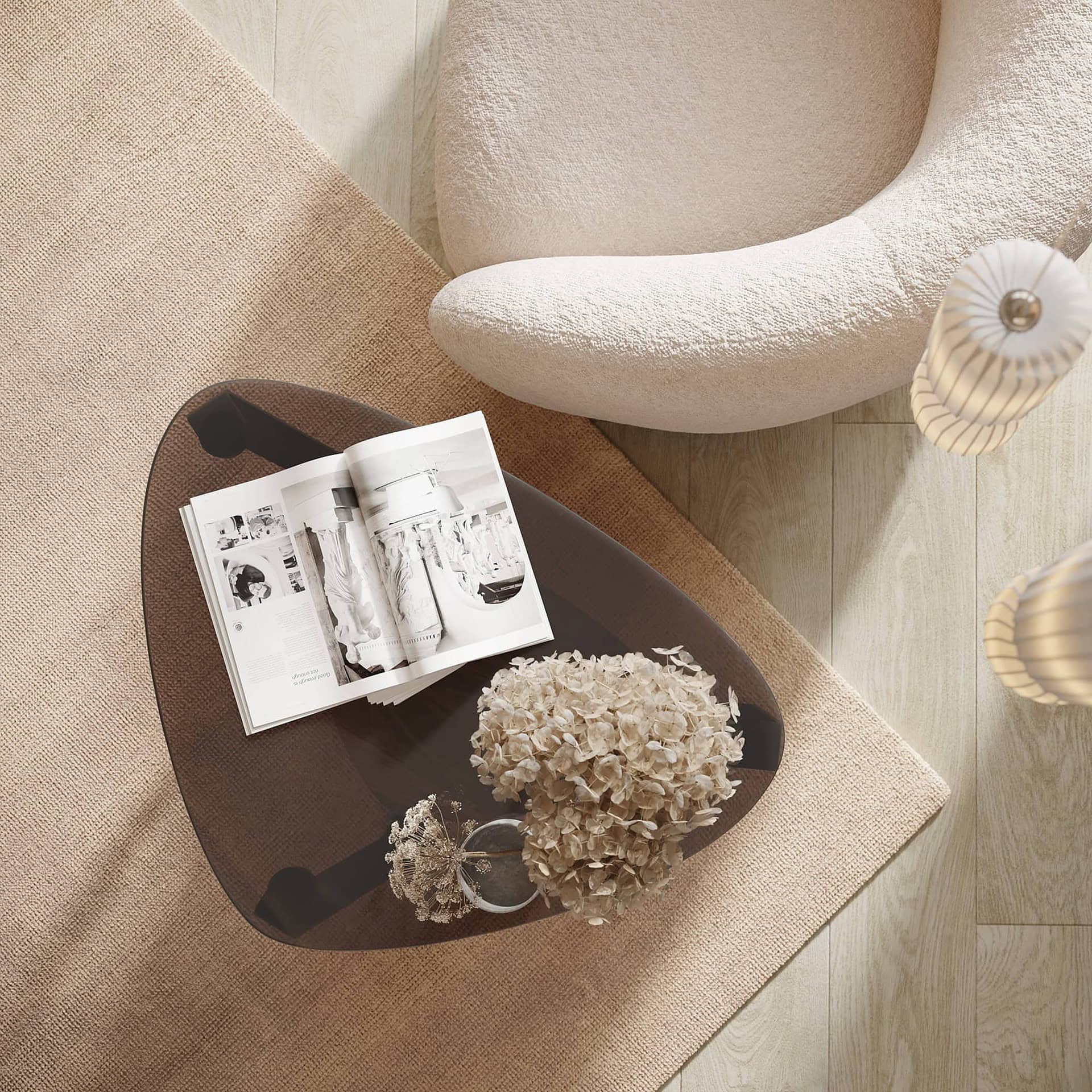 Elegant beige and cream living room decor with modern furniture and soft textiles, perfect for contemporary interiors.