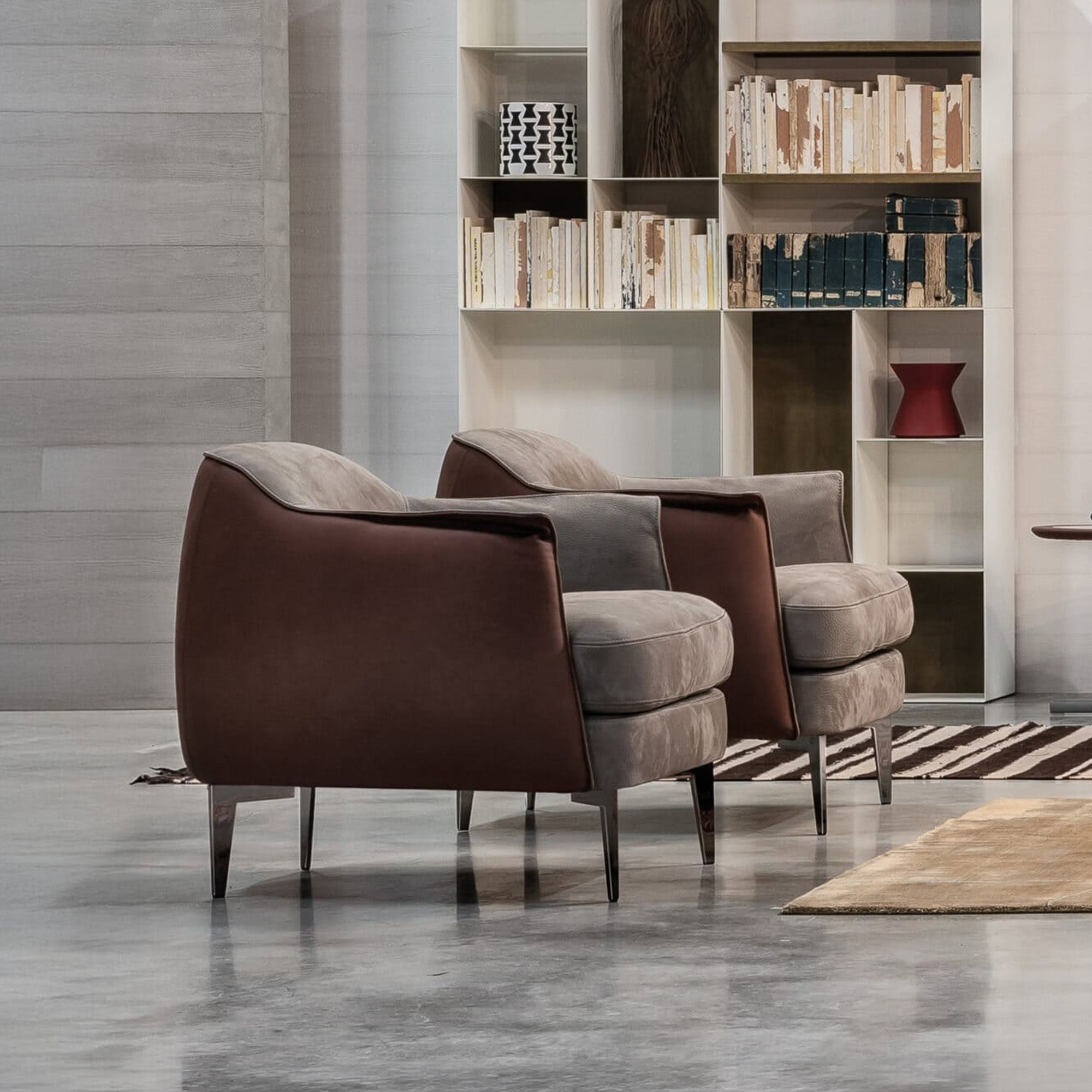 Elegant Bohème upholstered lounge armchair with plush cushions and sleek design. Perfect for modern.