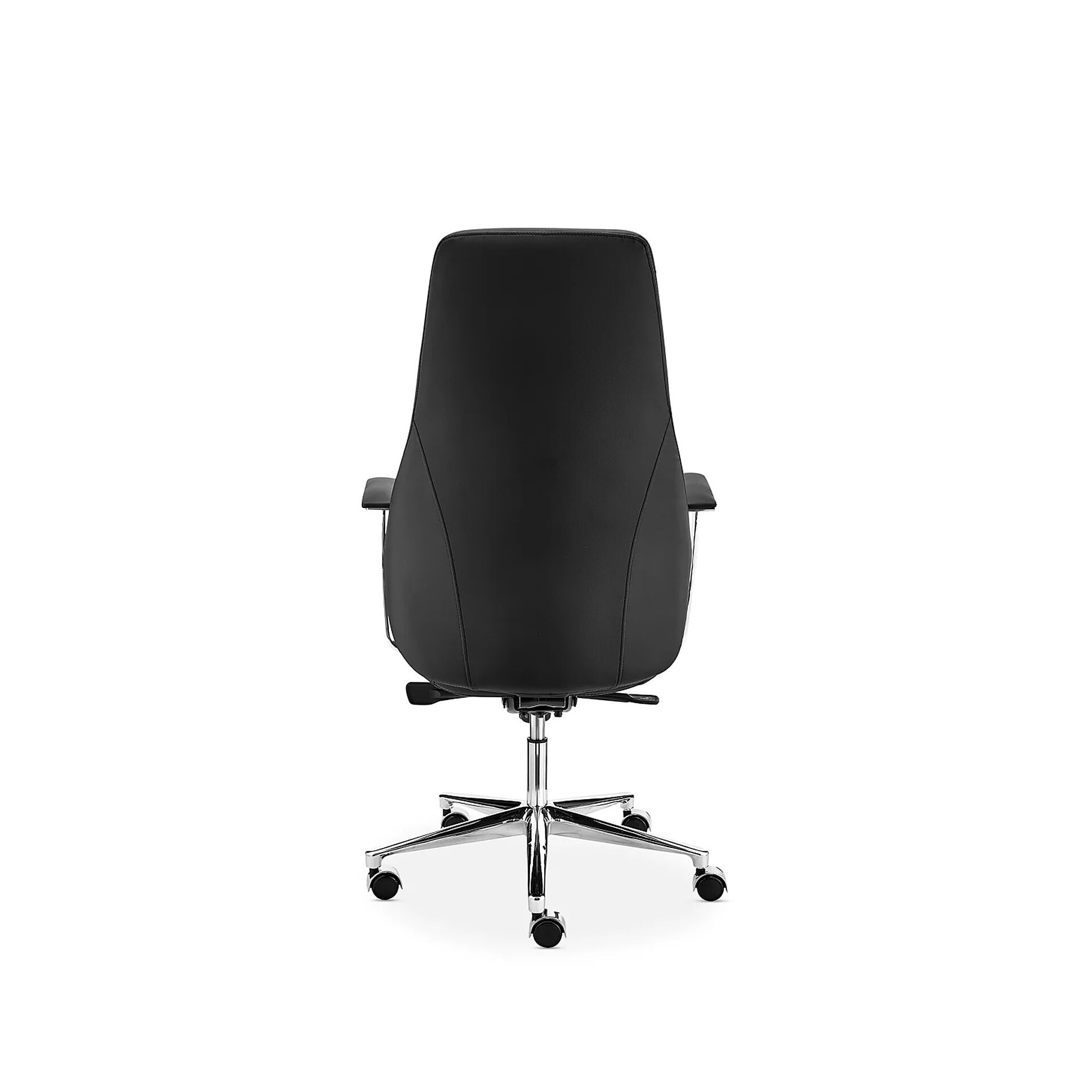 Bergen High Back Office Chair, rear view with tall upholstered backrest and rolling base.