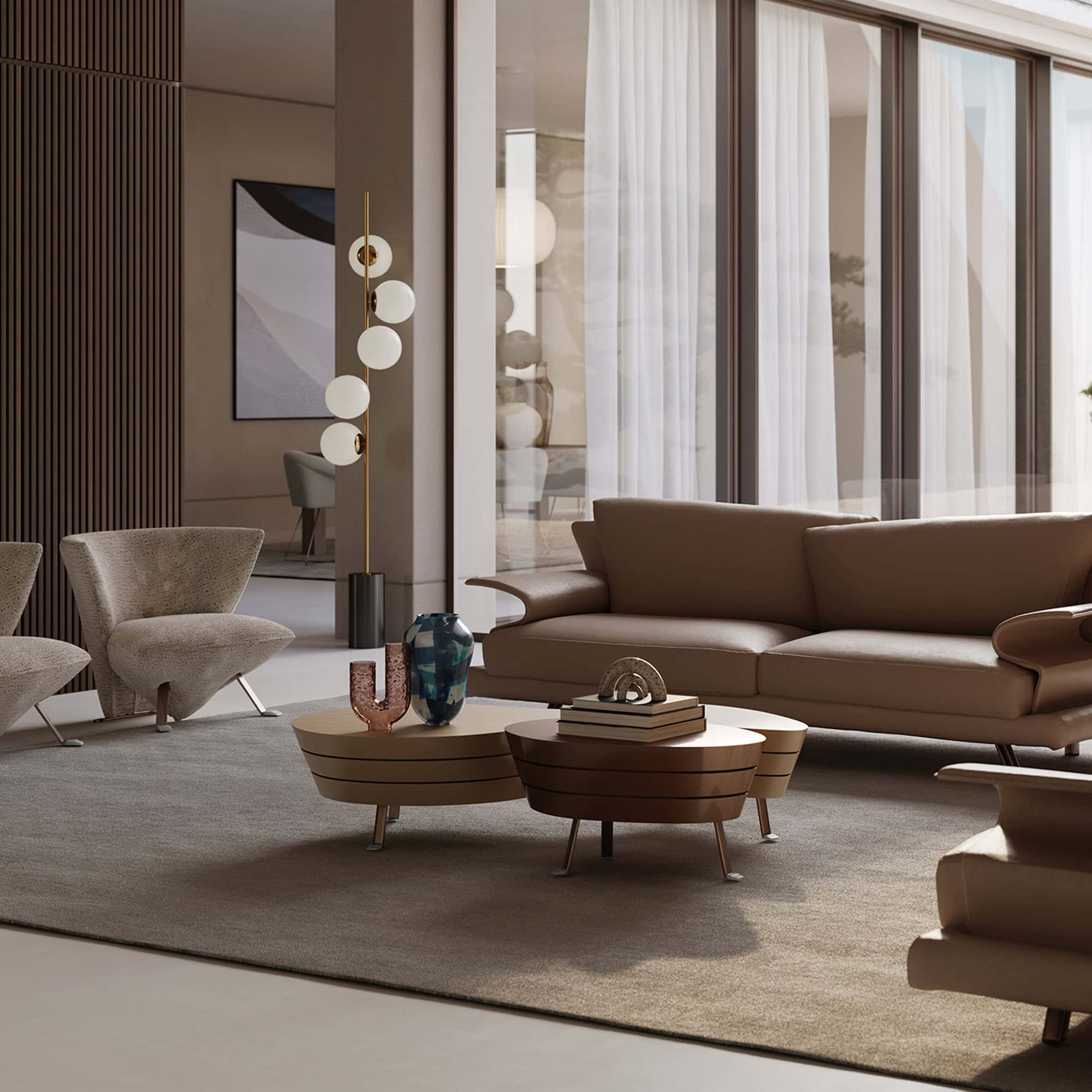 John Coffee Table in a modern living room with sofa and accessories.