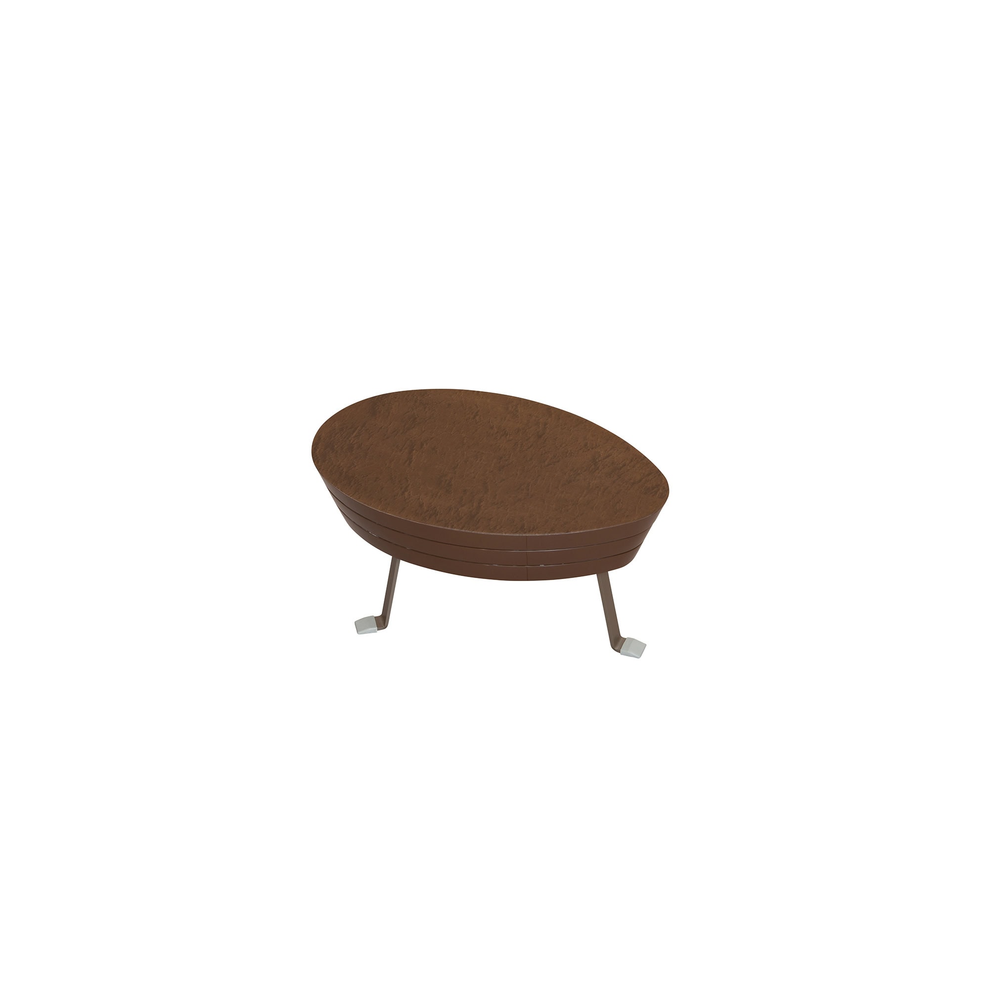 Round John Coffee Table with smooth wooden top and three legs.