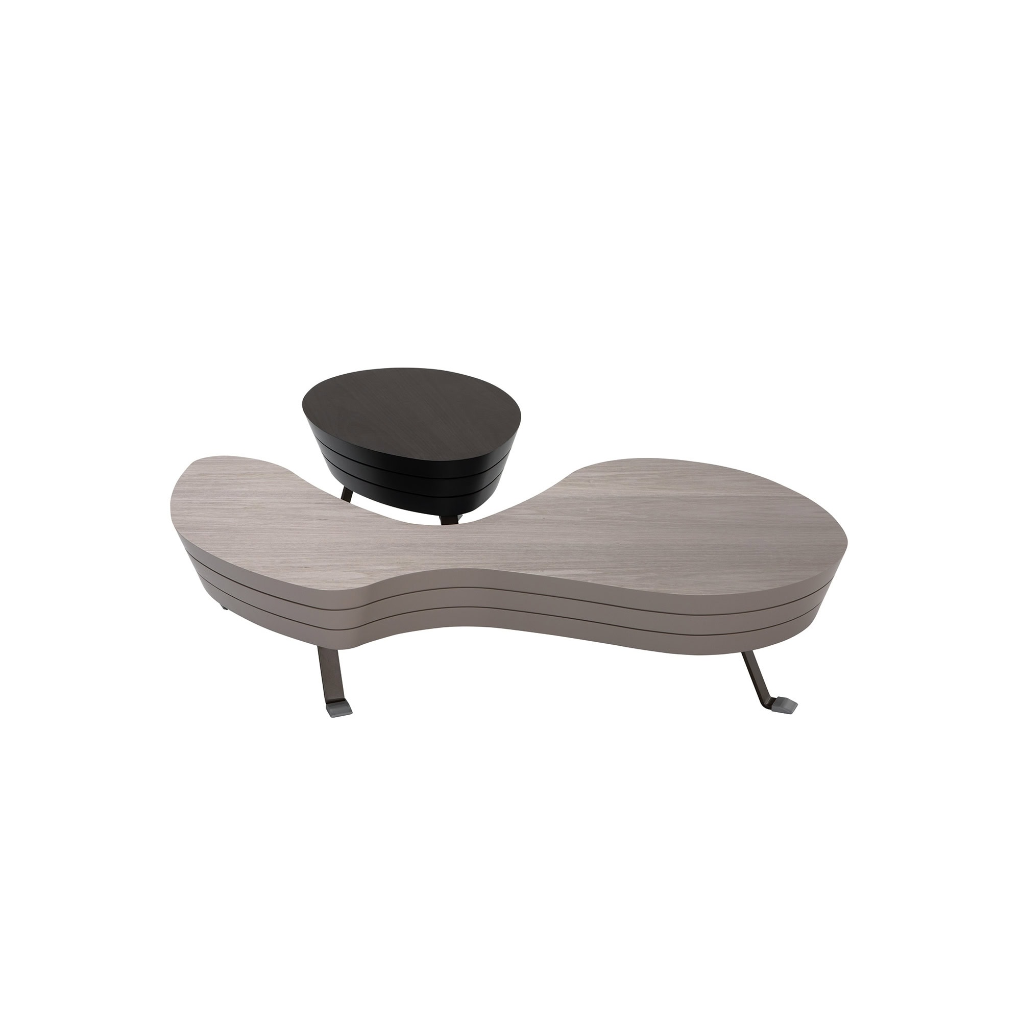 John Coffee Table in two-tone finish, light top with dark base.