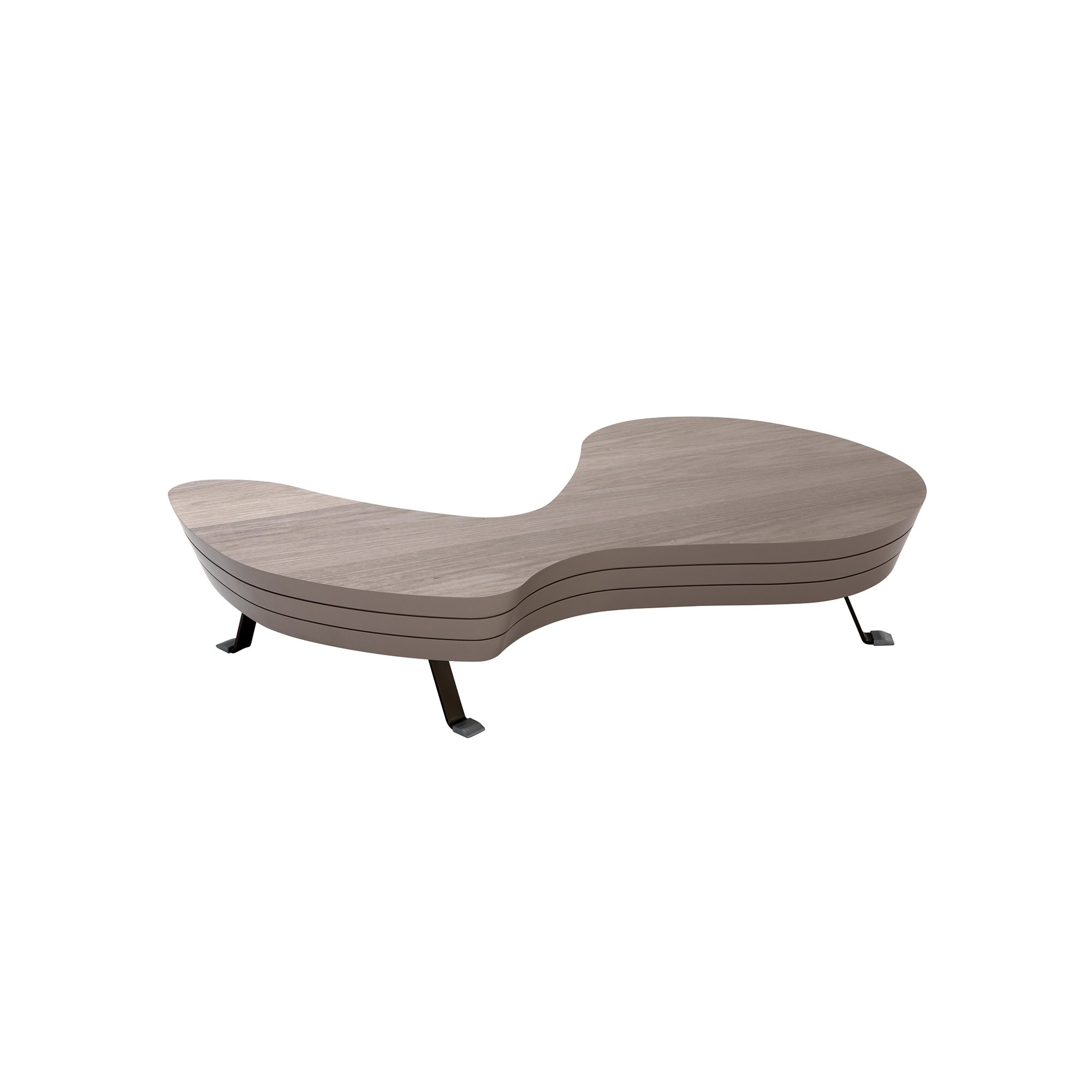 John Coffee Table in light wood finish with sculptural curved top.