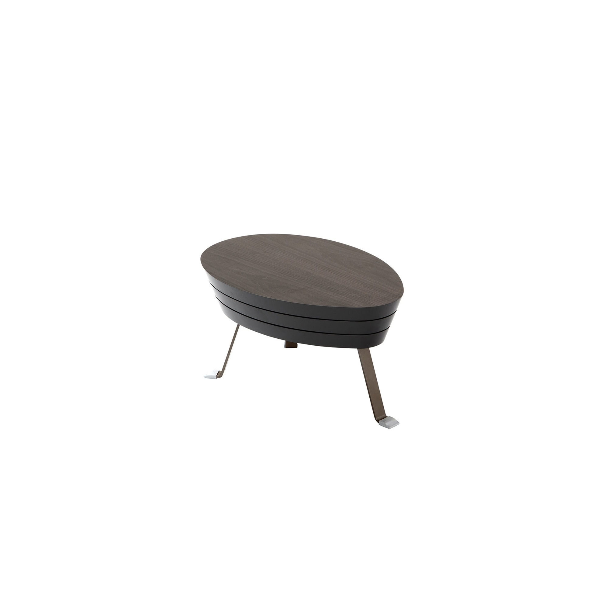 Single John Coffee Table in dark wood finish, angled view.