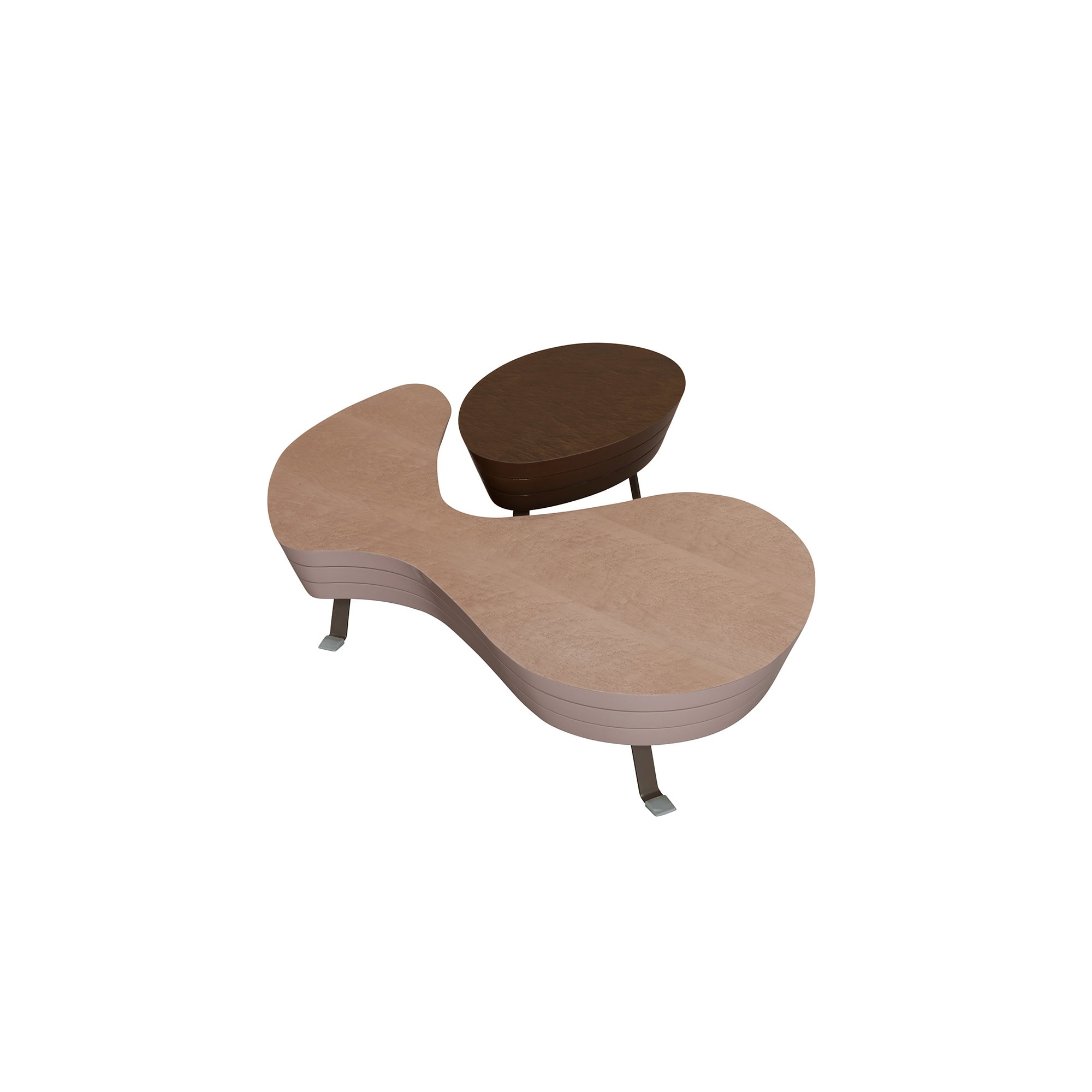 John Coffee Table in natural wood with organic shape and black legs.