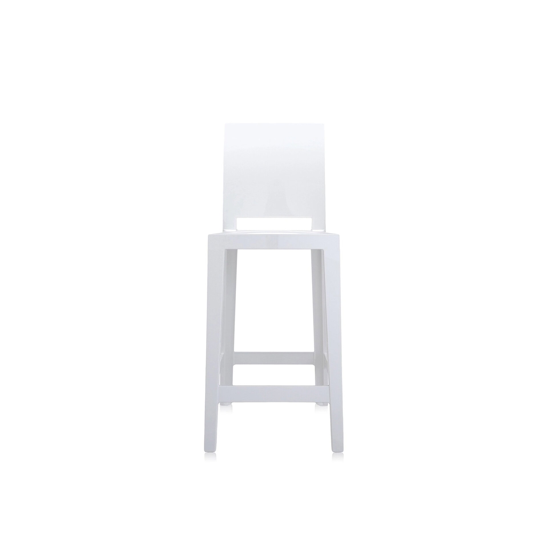 White bar stool with sleek design and sturdy construction. Perfect for contemporary kitchens or bars.