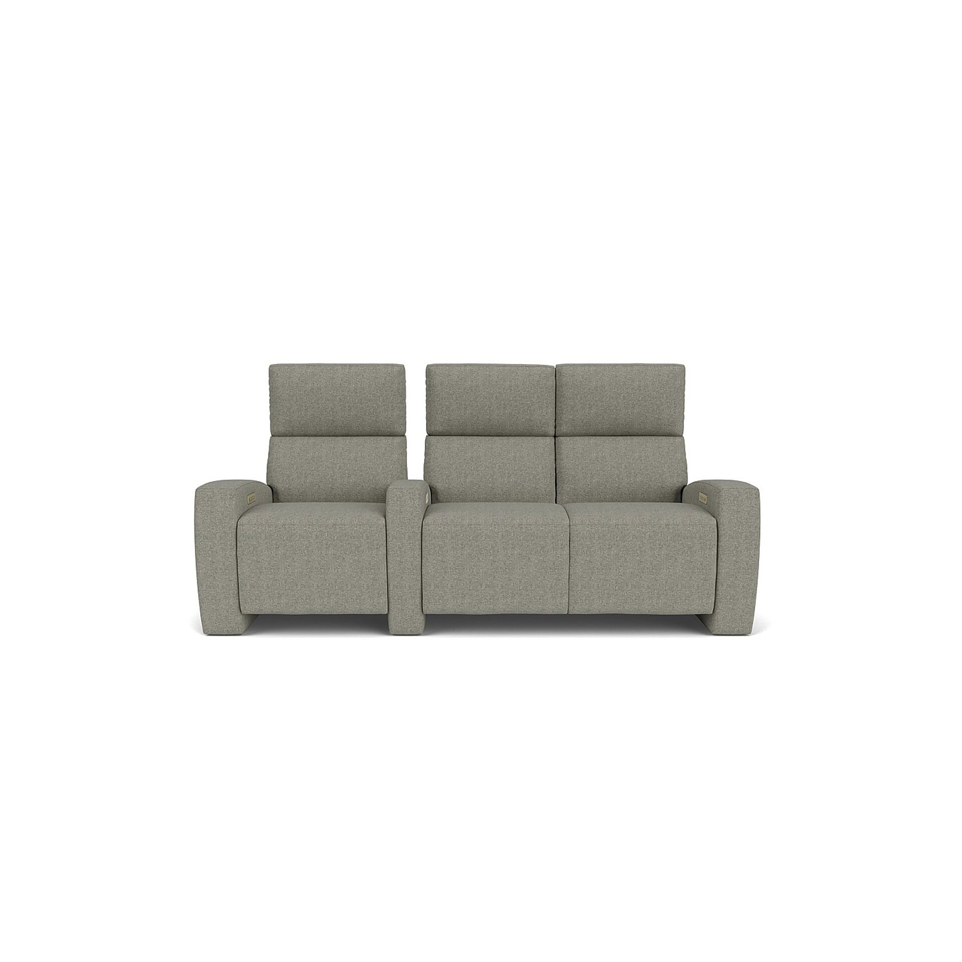 American Leather Monroe Recliner Chair three-seat configuration, gray leather, front view