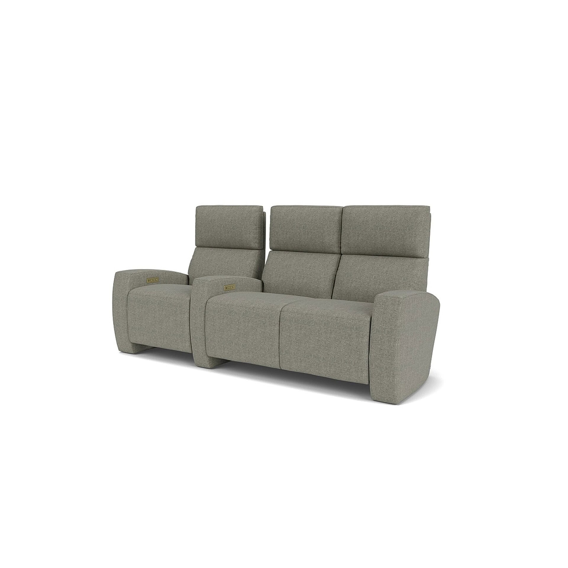 American Leather Monroe Recliner Chair three-seat configuration, ivory leather, front view