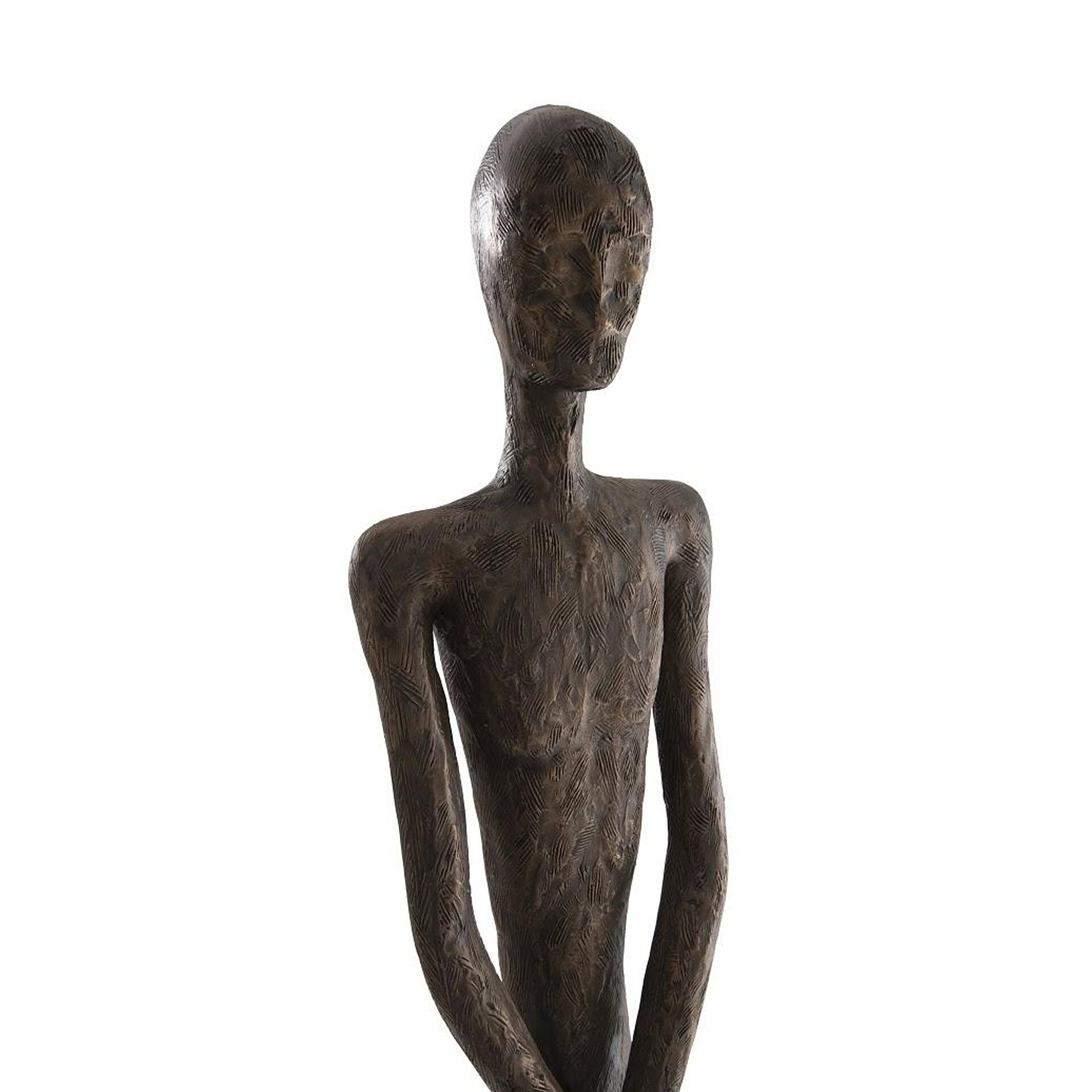 High-quality wooden human sculpture with intricate carved details, ideal for modern home or office décor.