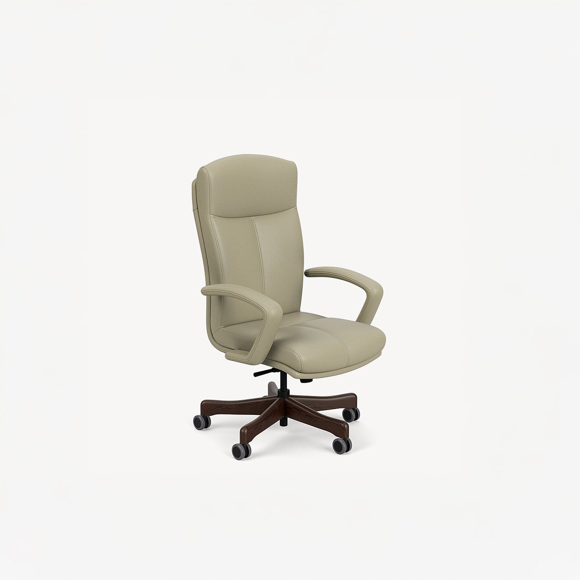 Carmel Office Chair high back model in beige fabric with rolling base