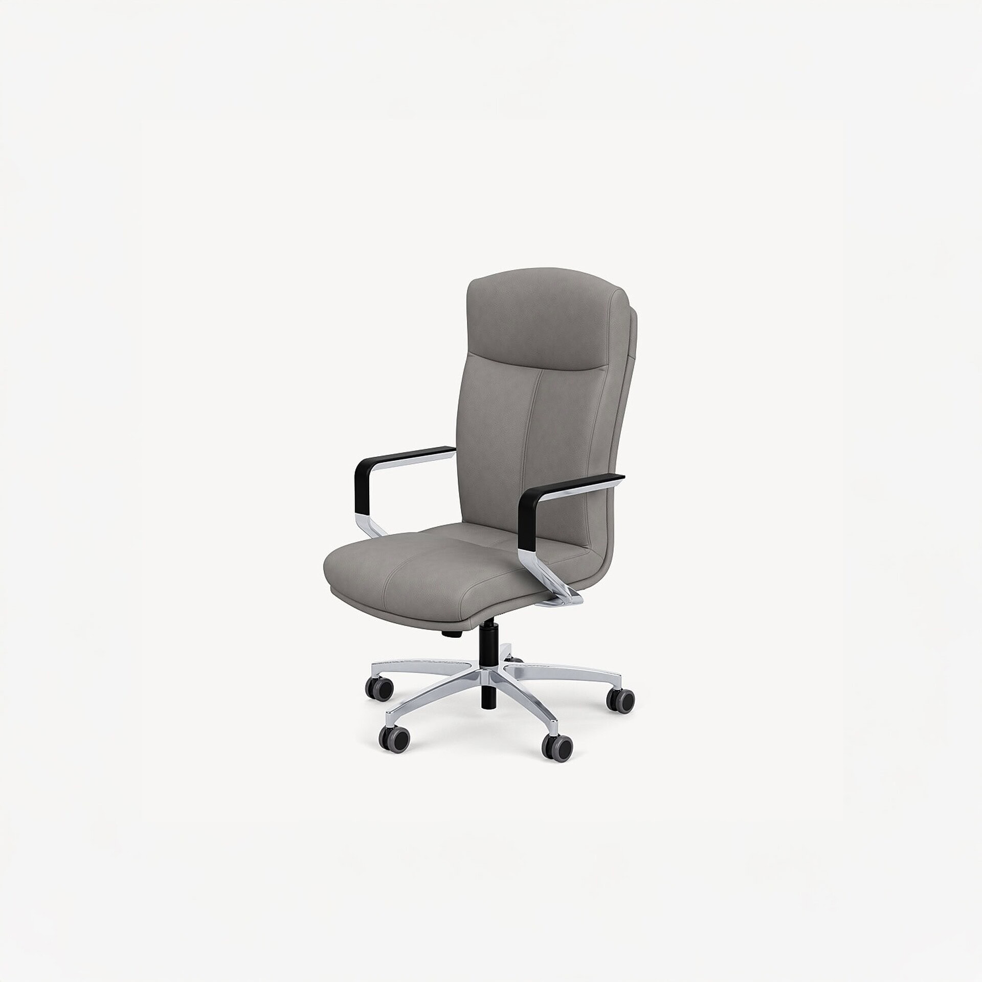 Carmel Office Chair high back in grey fabric with rolling base