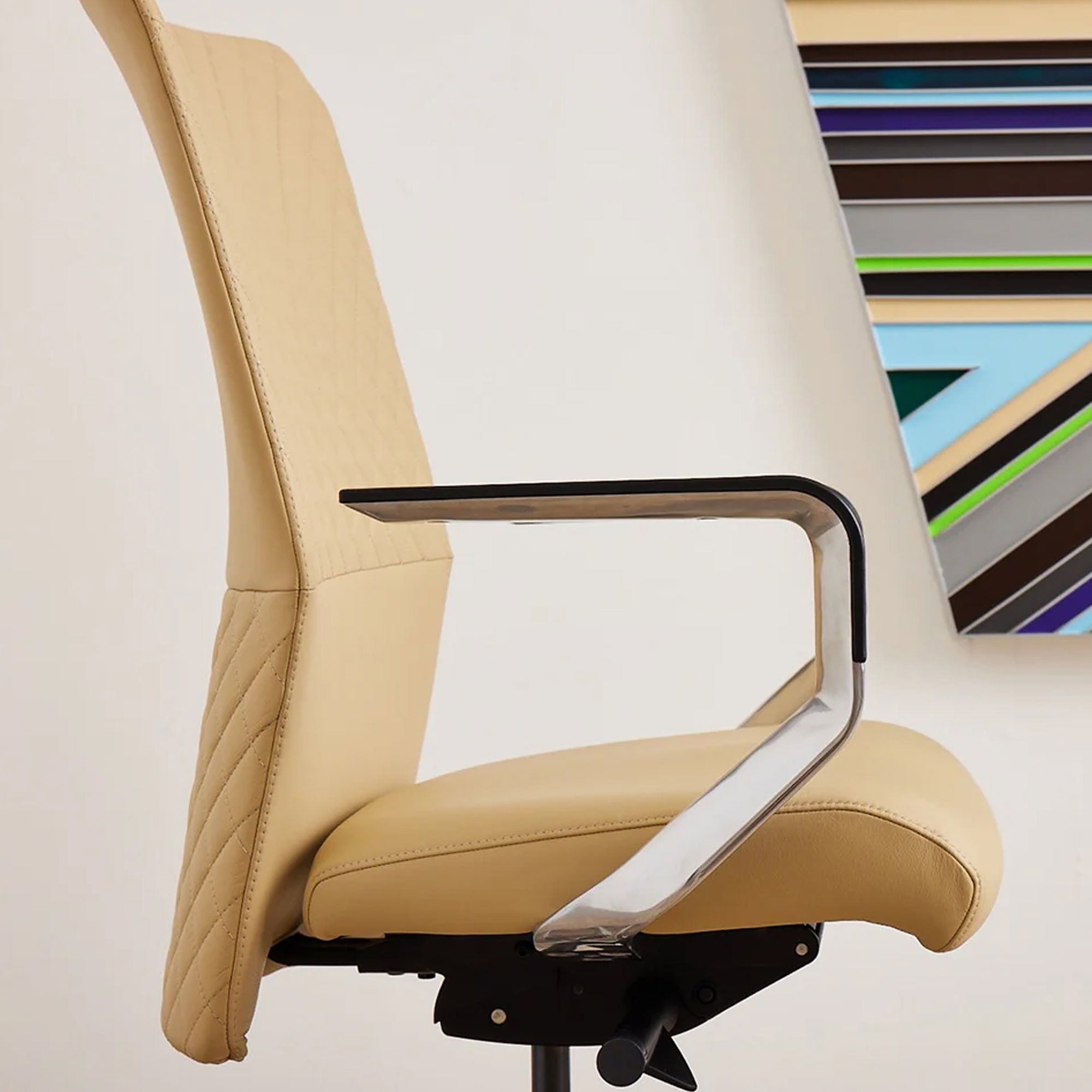 Close-up of Proform® Conference Chair armrest and stitching details