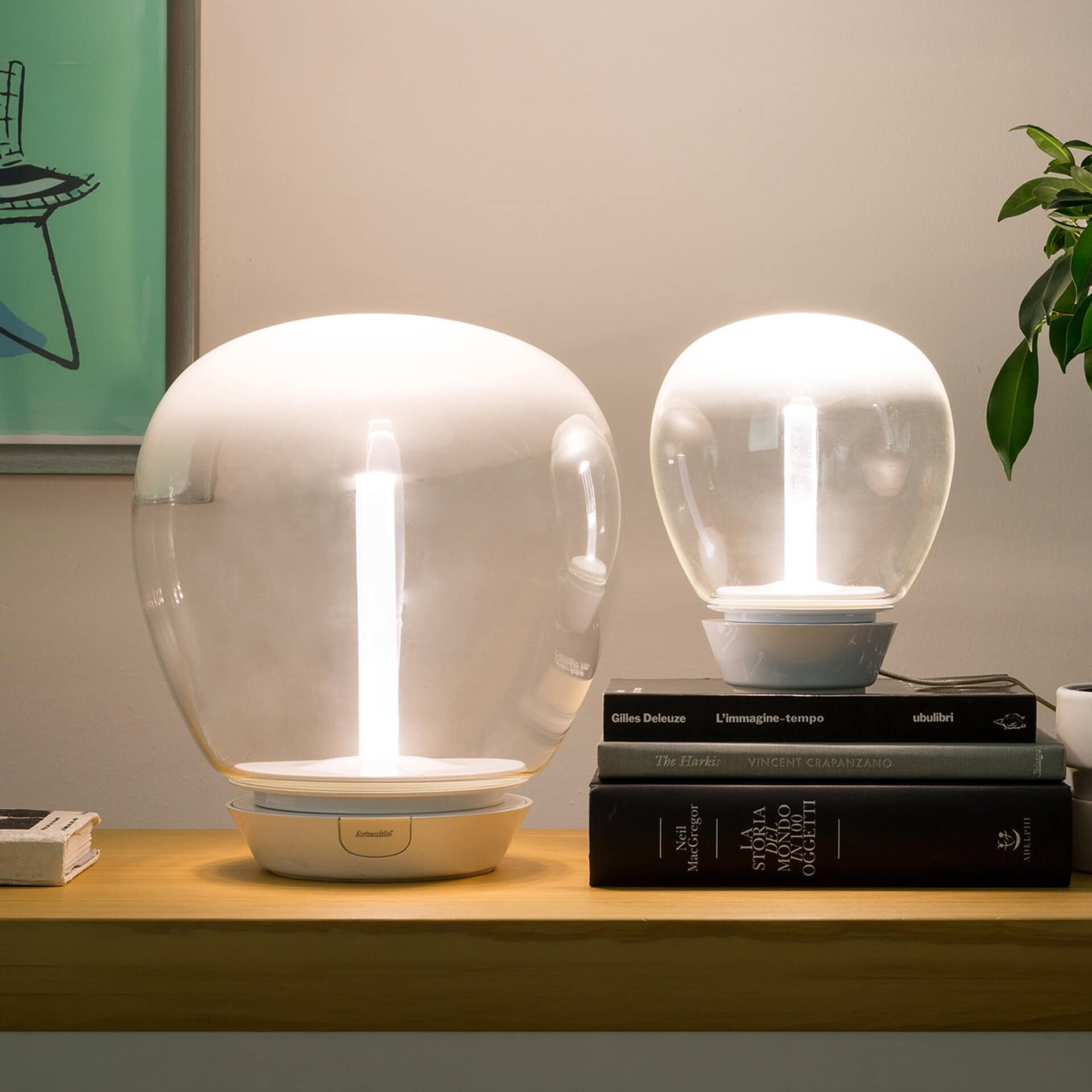 Modern glass table lamps with LED light for stylish home decor.