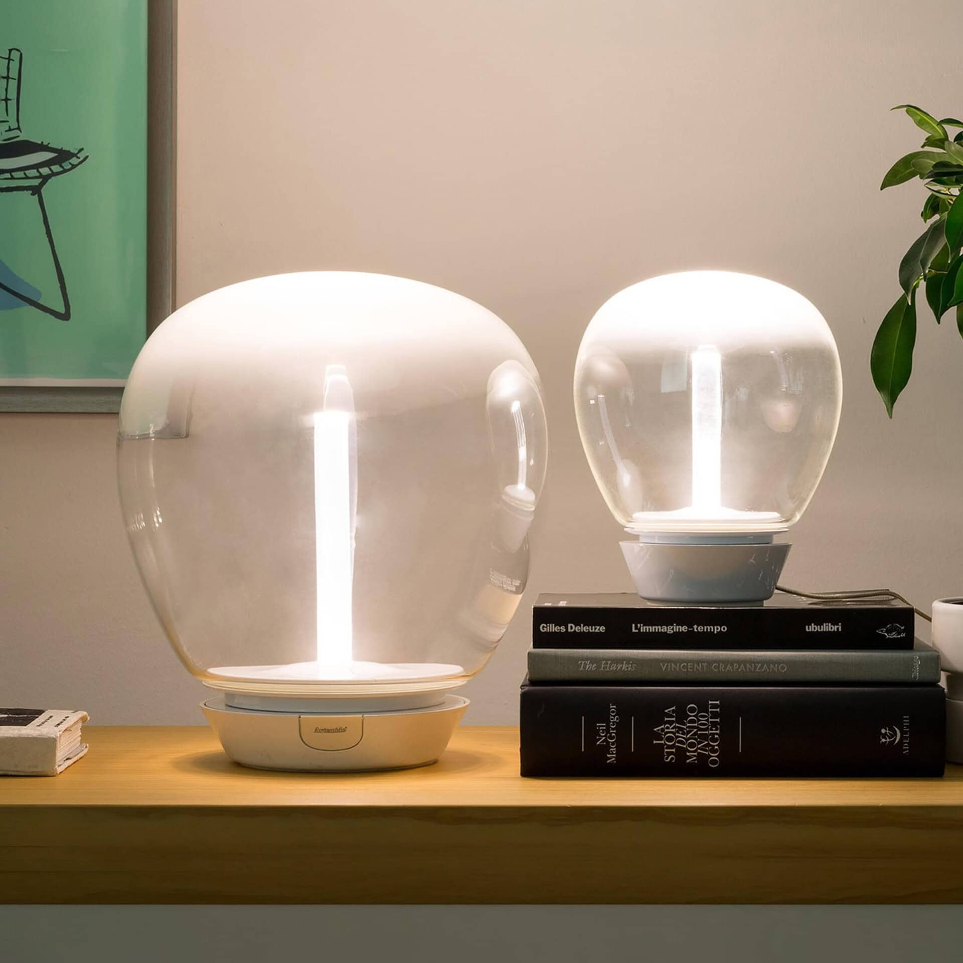 Modern glass table lamps with LED light for stylish home decor.