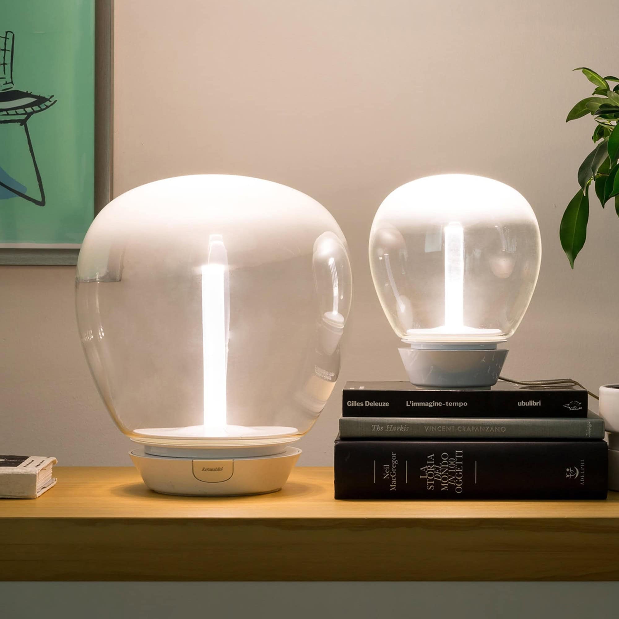 Modern glass table lamps with LED light for stylish home decor.