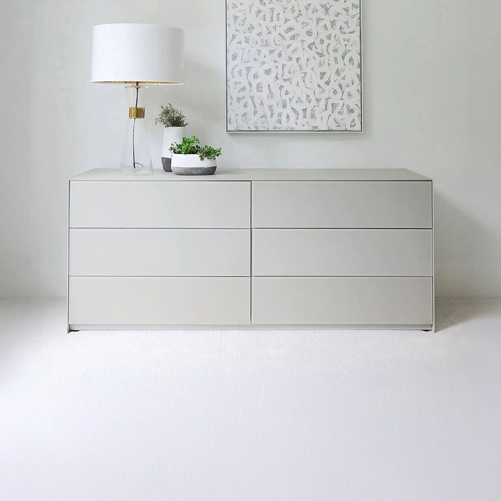Sklar Furnishings Absolute 6-Drawer Dresser in a minimalist room.