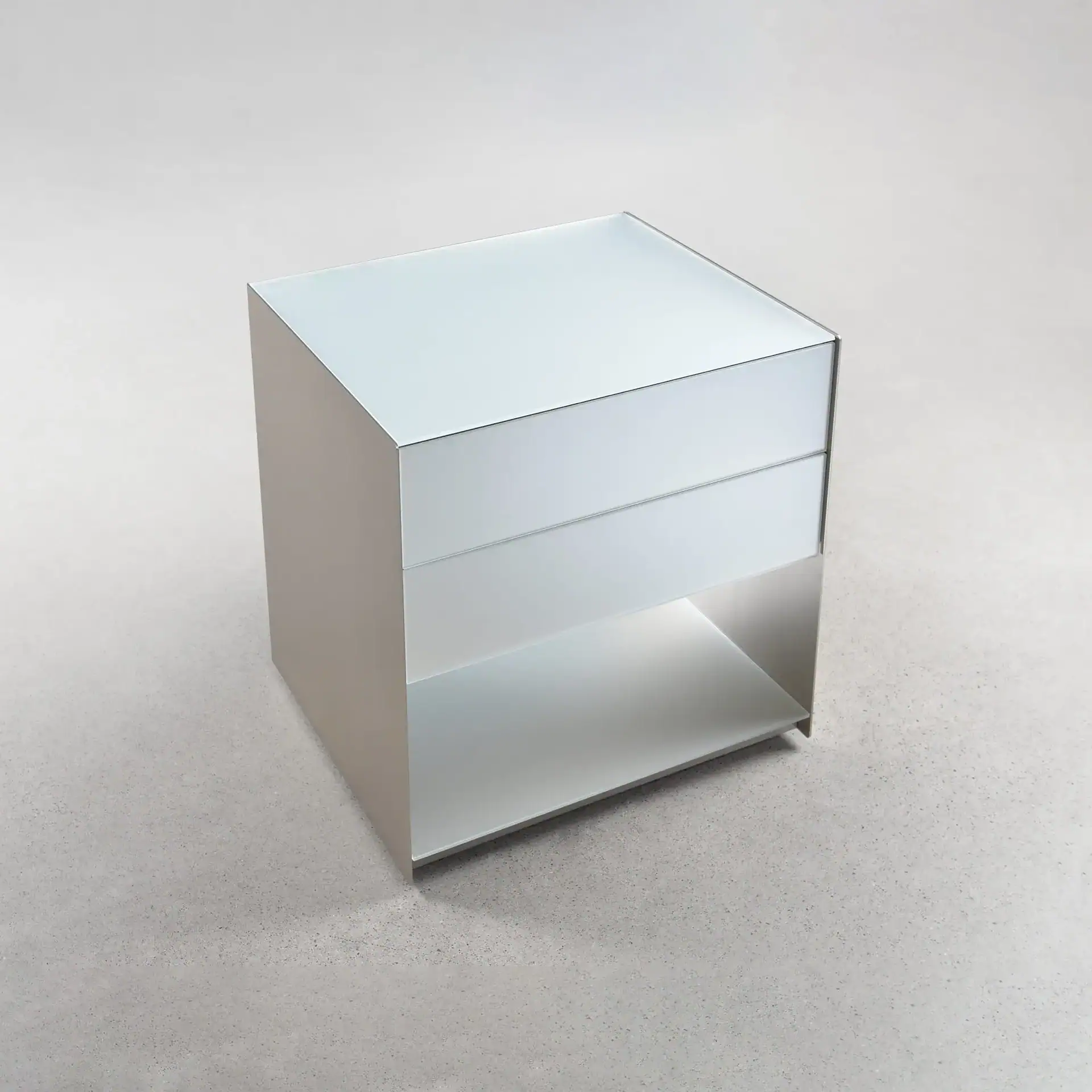 Sklar Furnishings nightstand with two drawers and open shelf in a modern style.