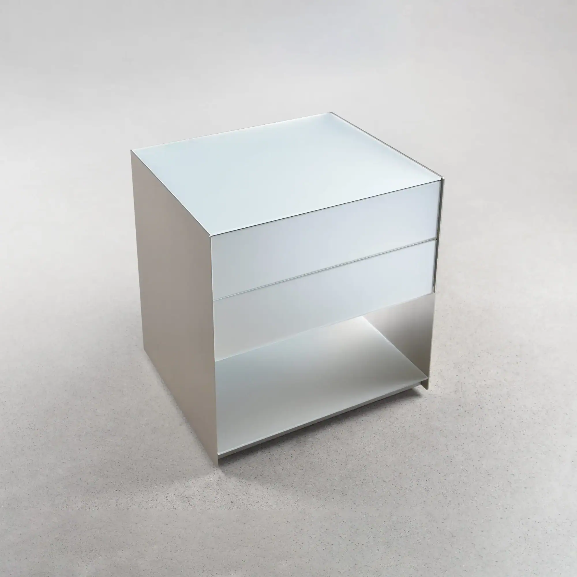 Sklar Furnishings nightstand with two drawers and open shelf in a modern style.