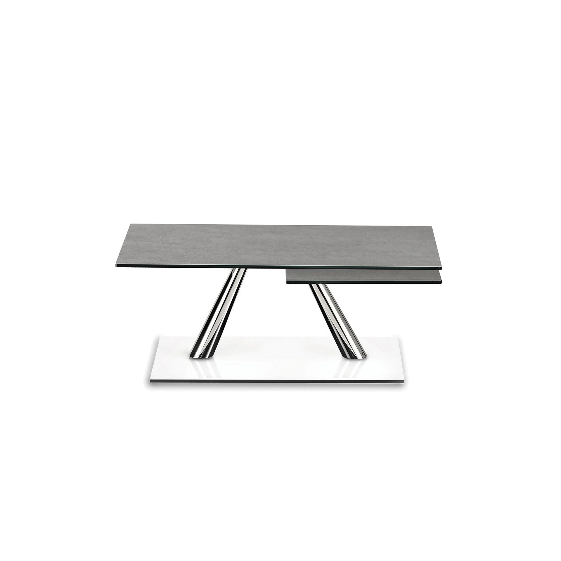 Modern Aqui Motion cocktail table with sleek design and metal legs.