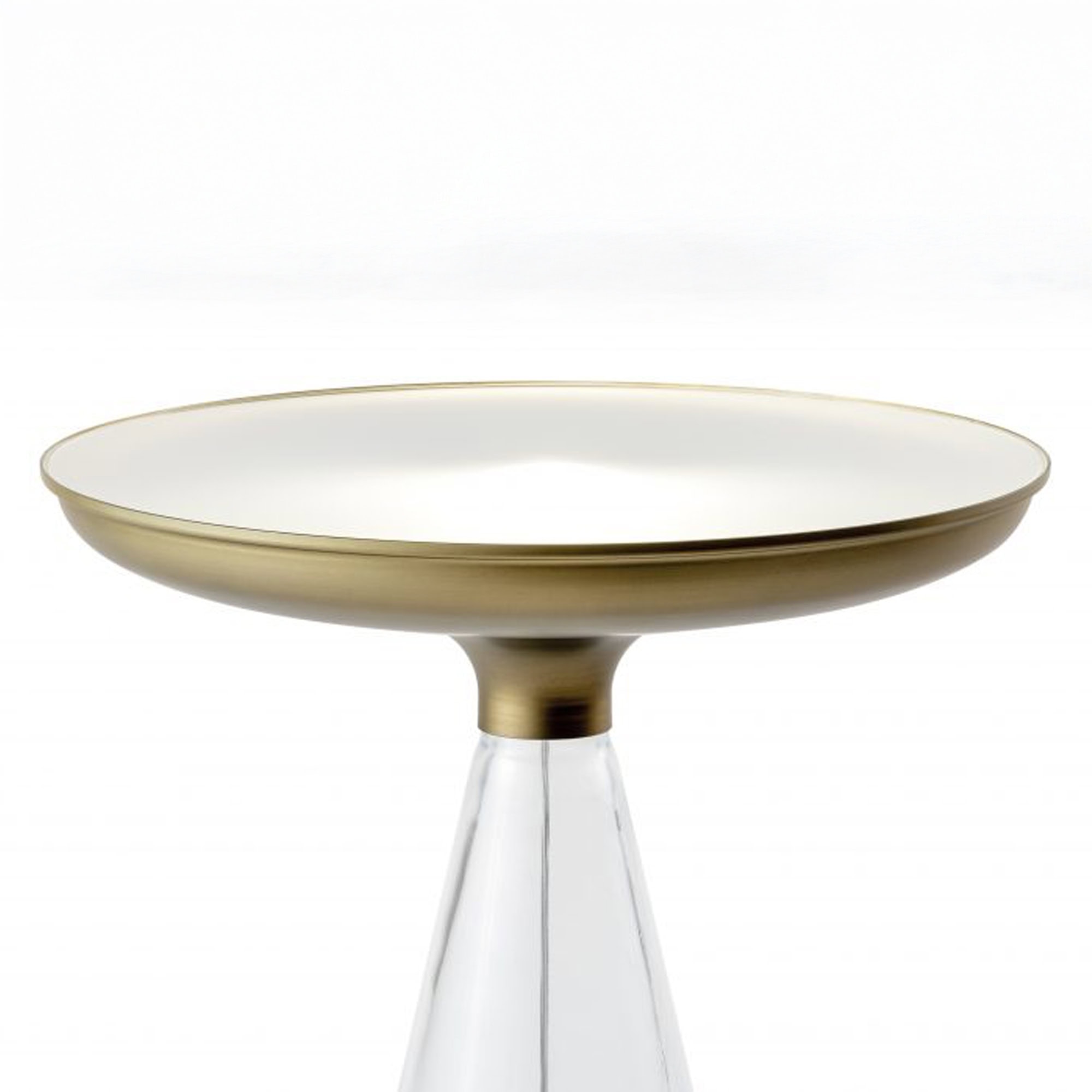 Accademia 40 Side Table with Murano glass base and bronze mirror glass top, full product view.
