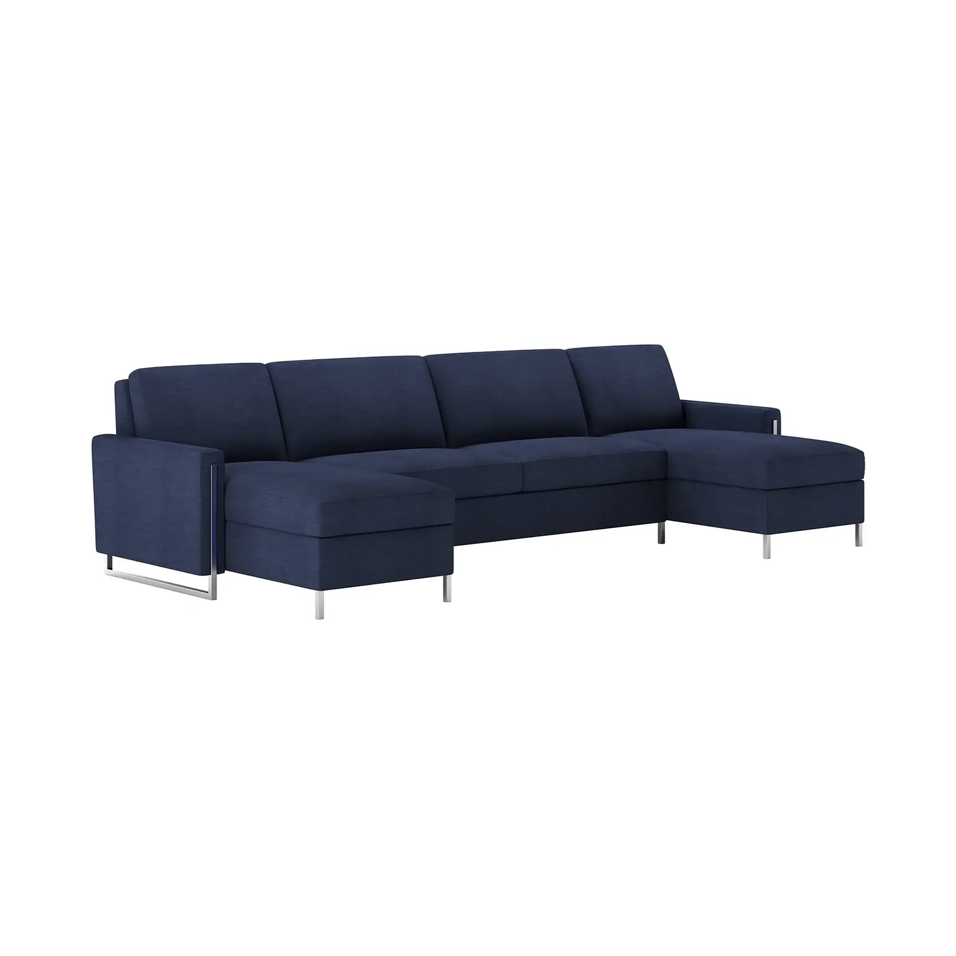 Sklar Furnishings Sulley Comfort Sleeper Sofa in navy blue fabric.
