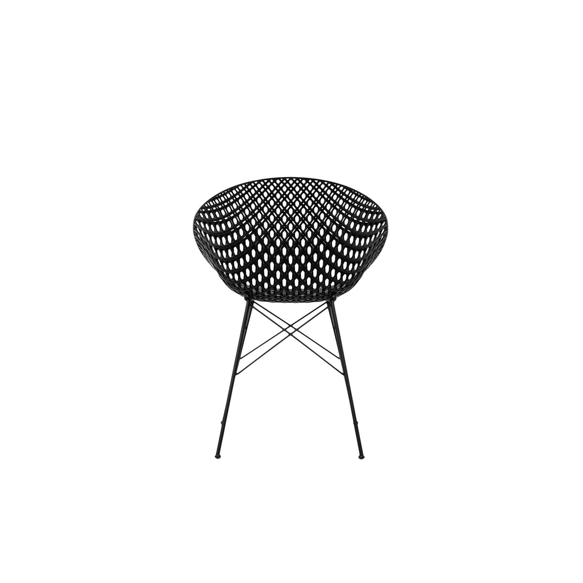 Studio shot of the black Smatrik Chair, back view.