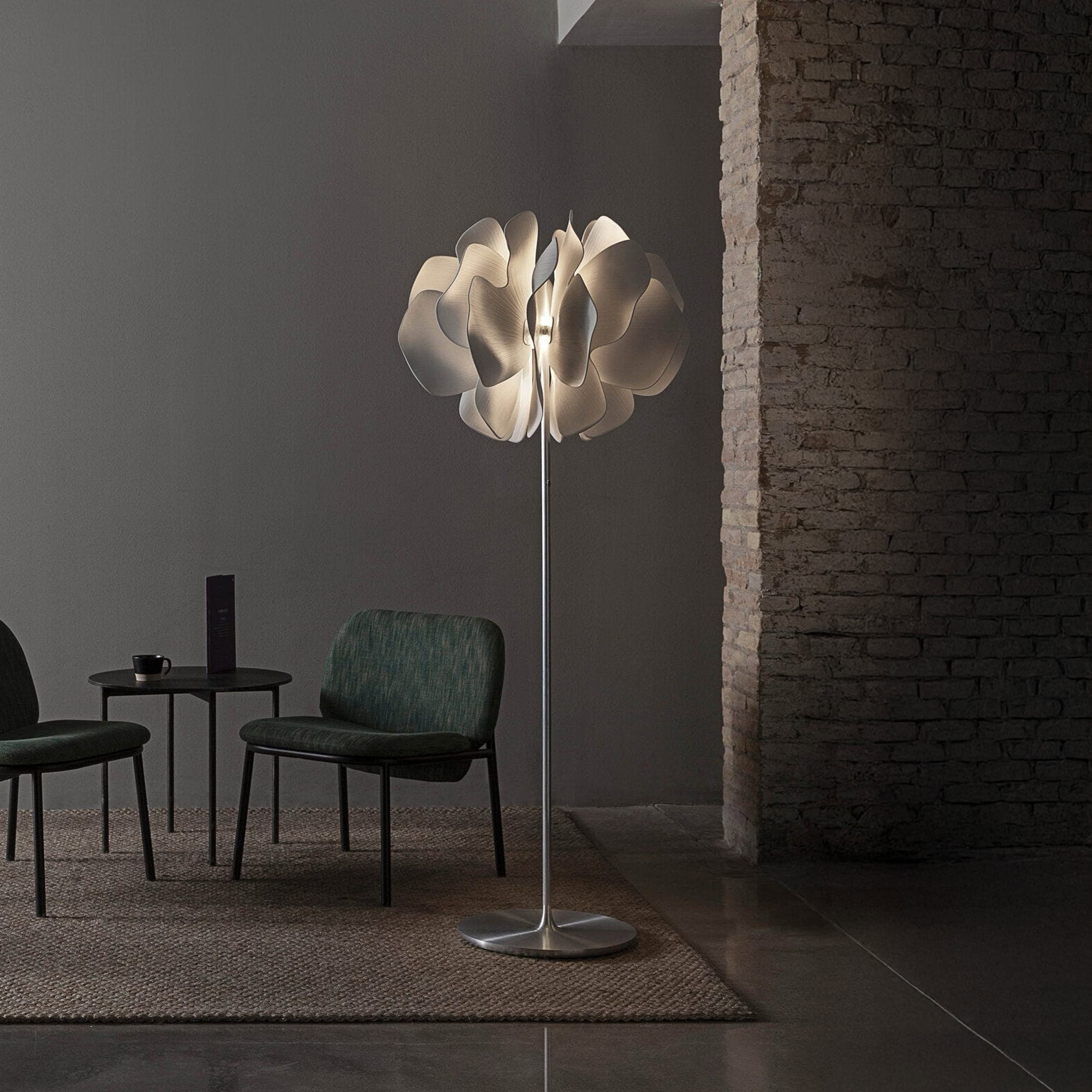 Nightbloom Floor Lamp styled in a modern living room with warm porcelain glow.
