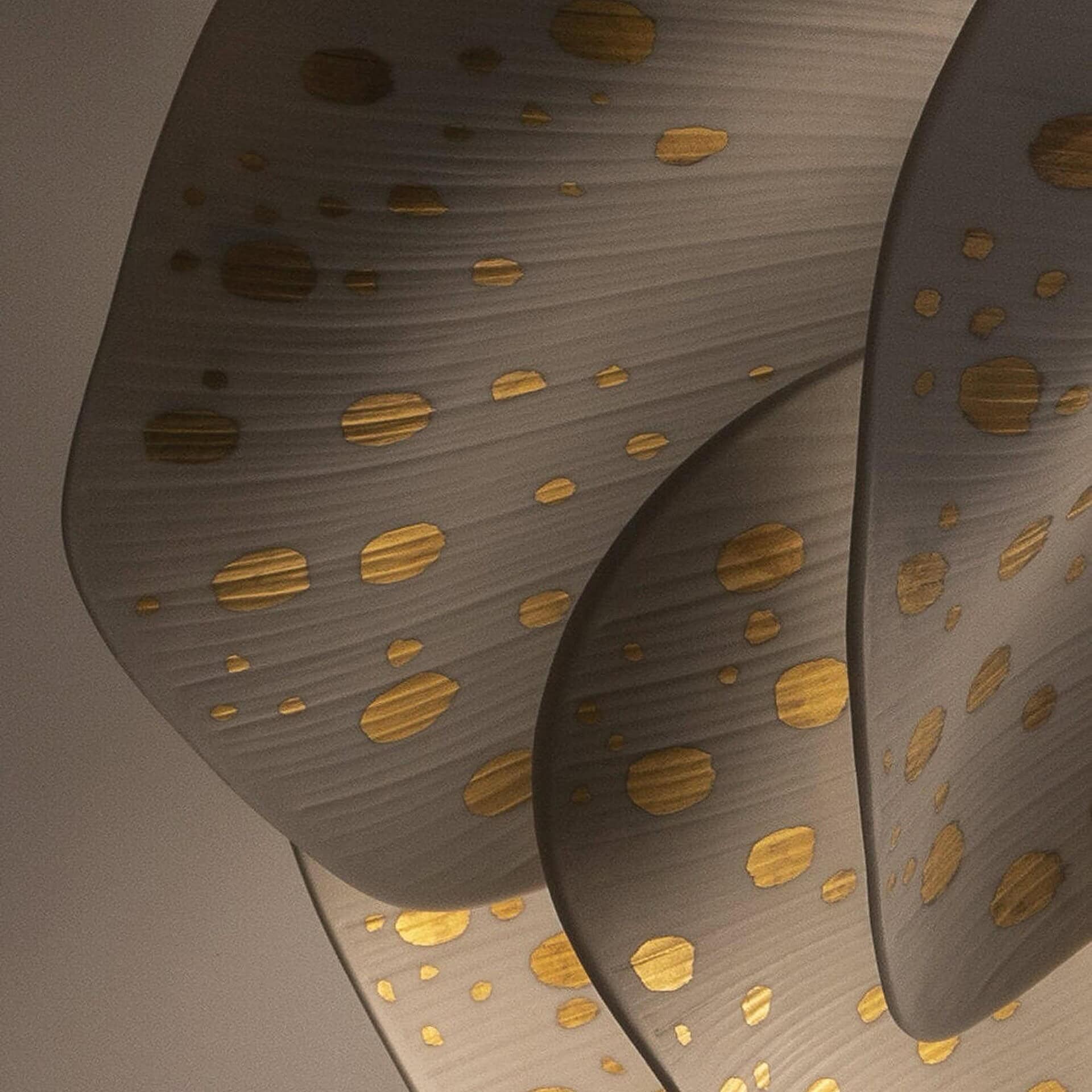 Gold-accented porcelain petals of the Nightbloom Floor Lamp illuminated.