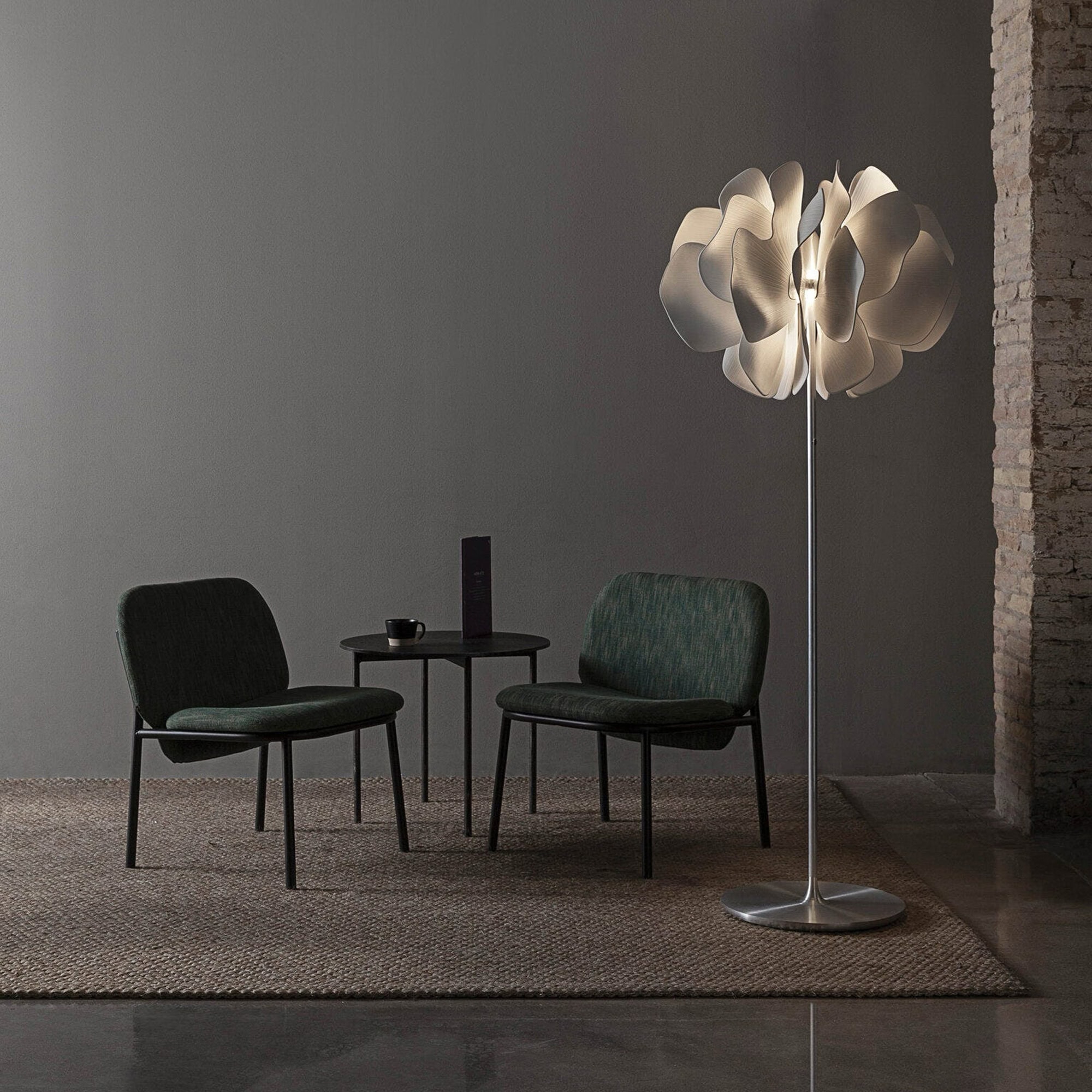 Nightbloom Floor Lamp, white porcelain, styled in modern interior