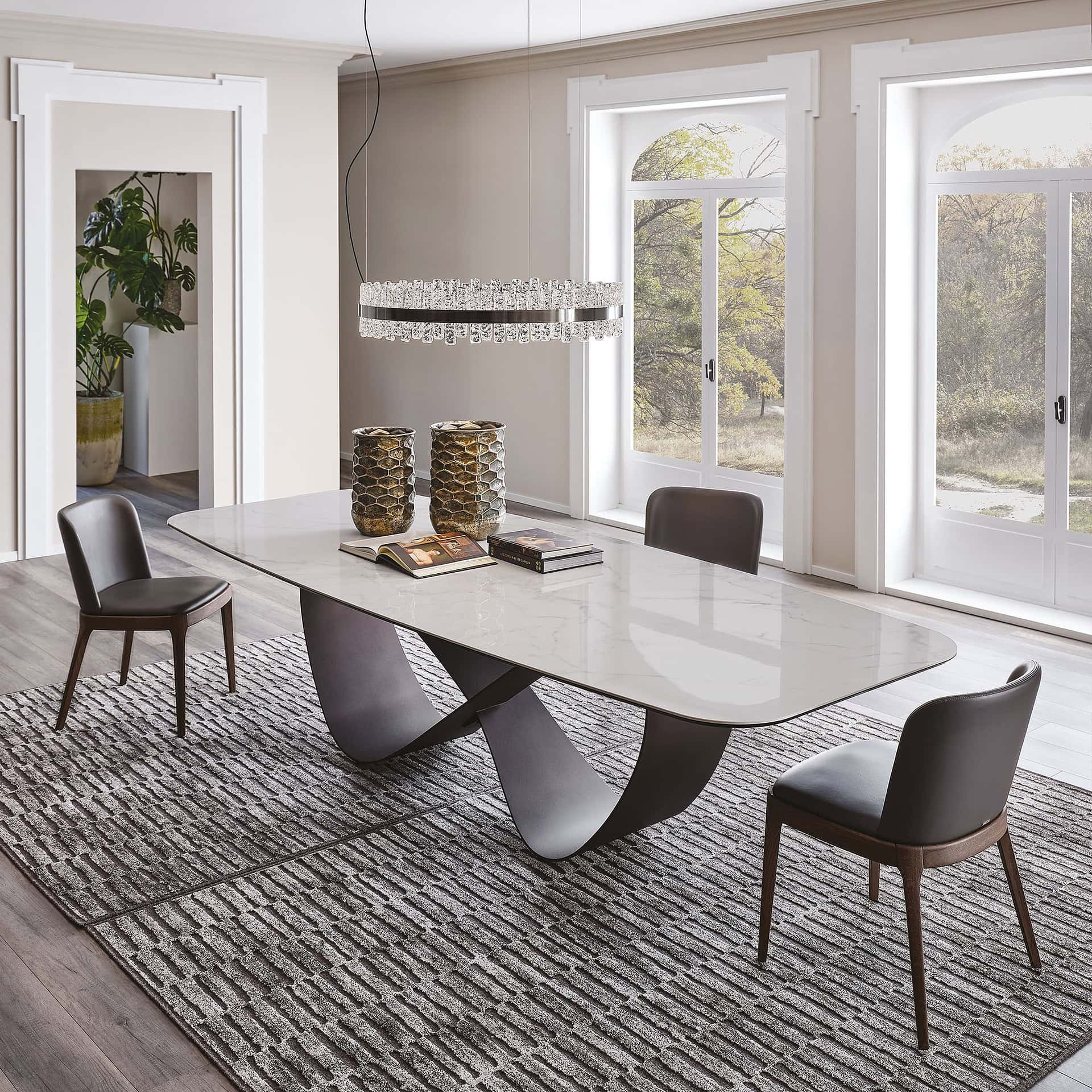 Elegant butterfly-shaped sculptural dining table for modern interiors.