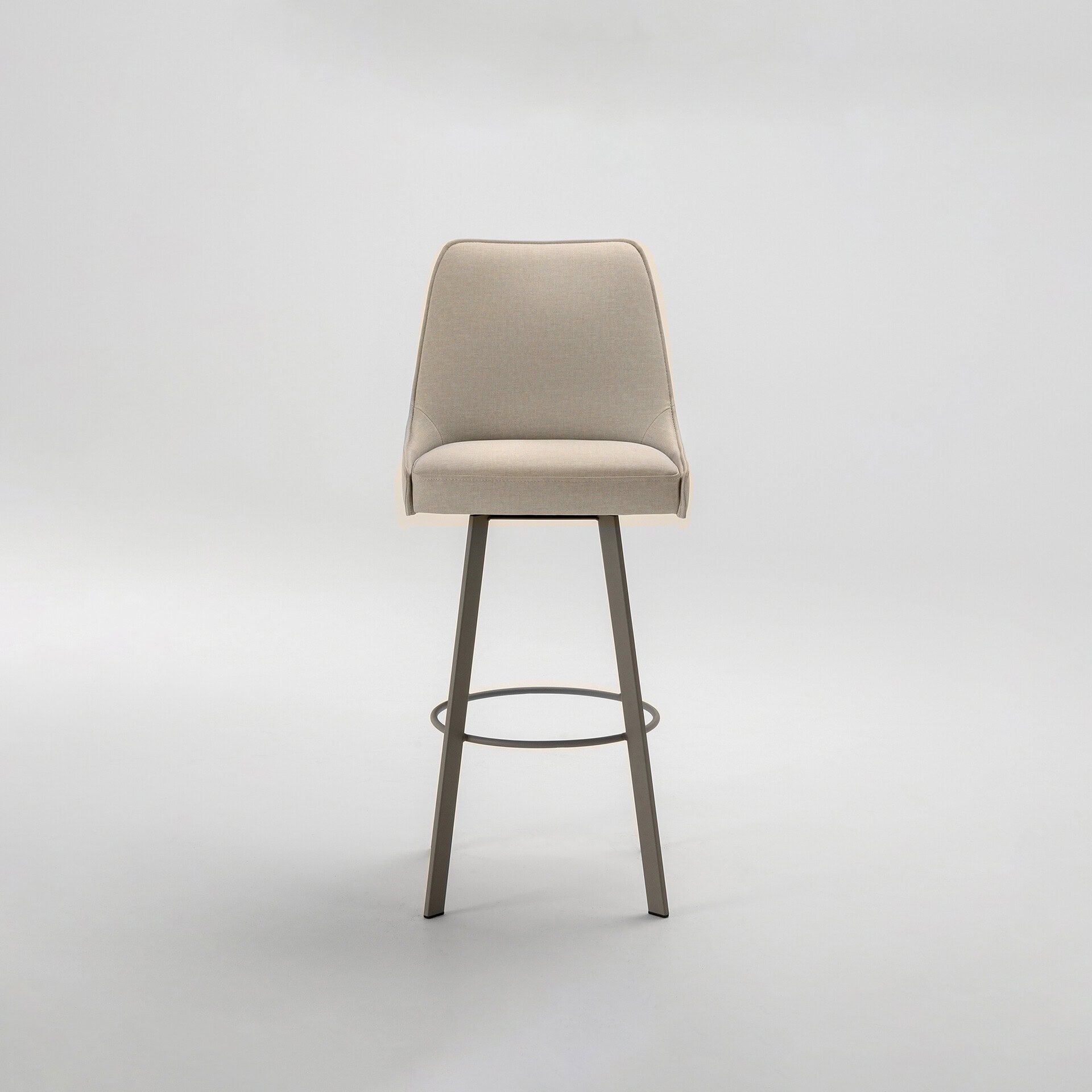 Olivia swivel bar and counter stool with upholstered seat and backrest, modern design, ideal for kit.