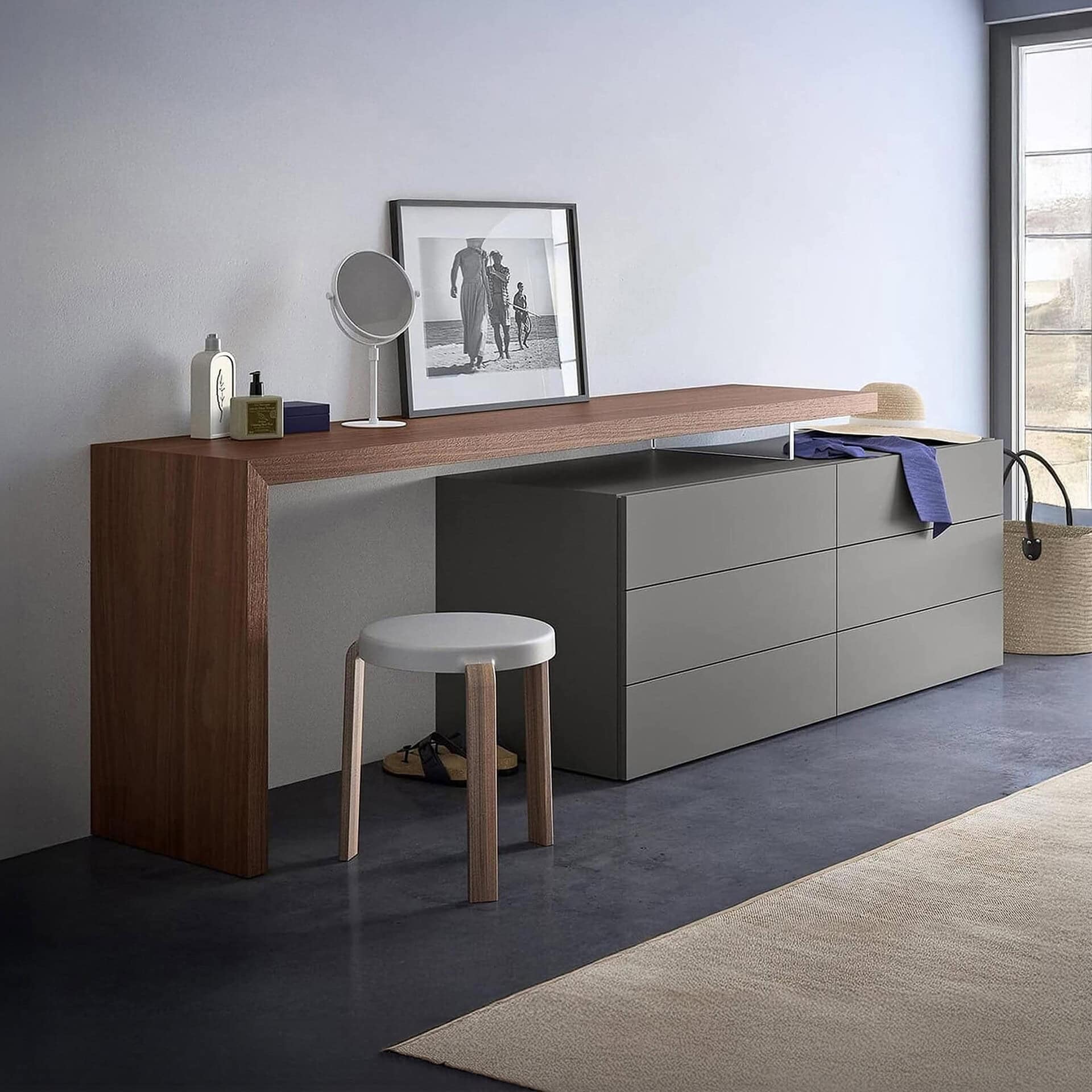 Modern dresser and desk combo by Sklar Furnishings in a stylish home office setting.