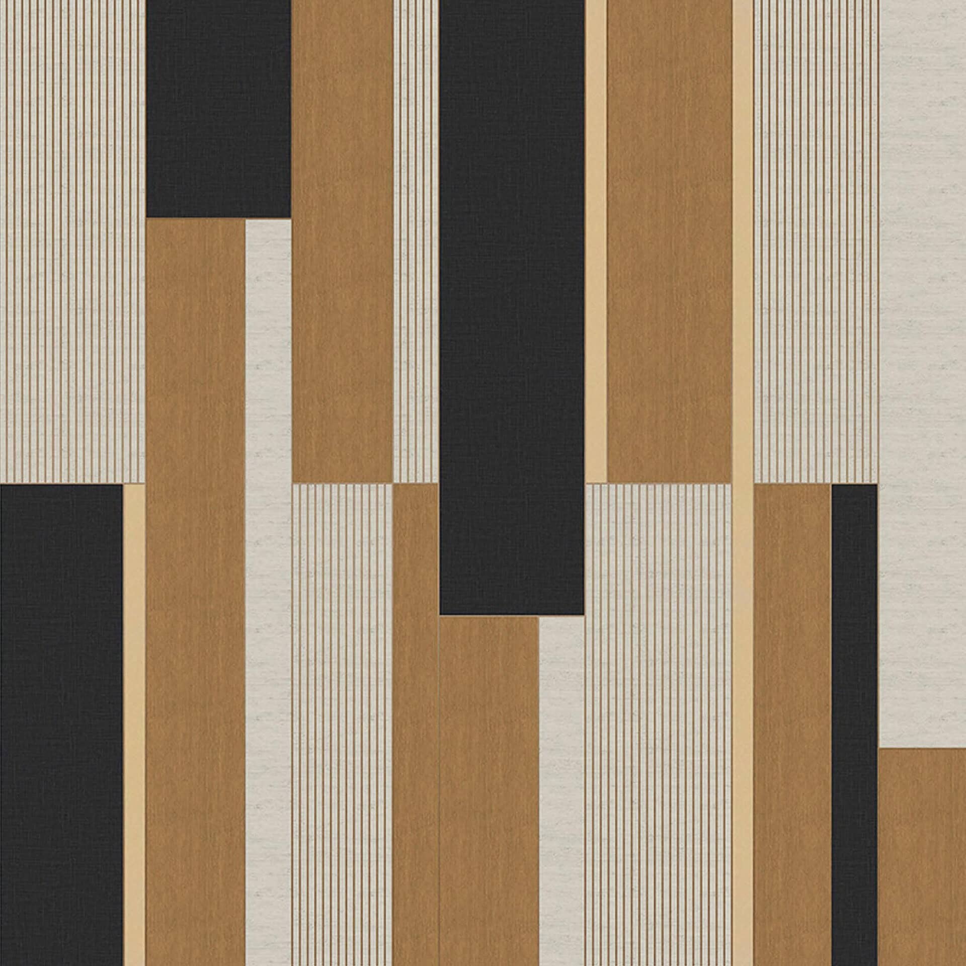 Dynasty Geometric Designer Wallpaper 18009-7 in wood-inspired neutrals with bold contrasts.