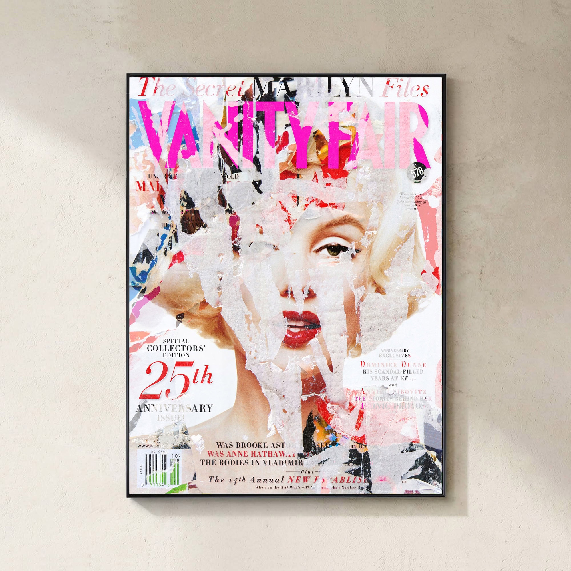Marilyn Monroe Vanity Fair magazine cover canvas art, perfect for vintage and celebrity decor.