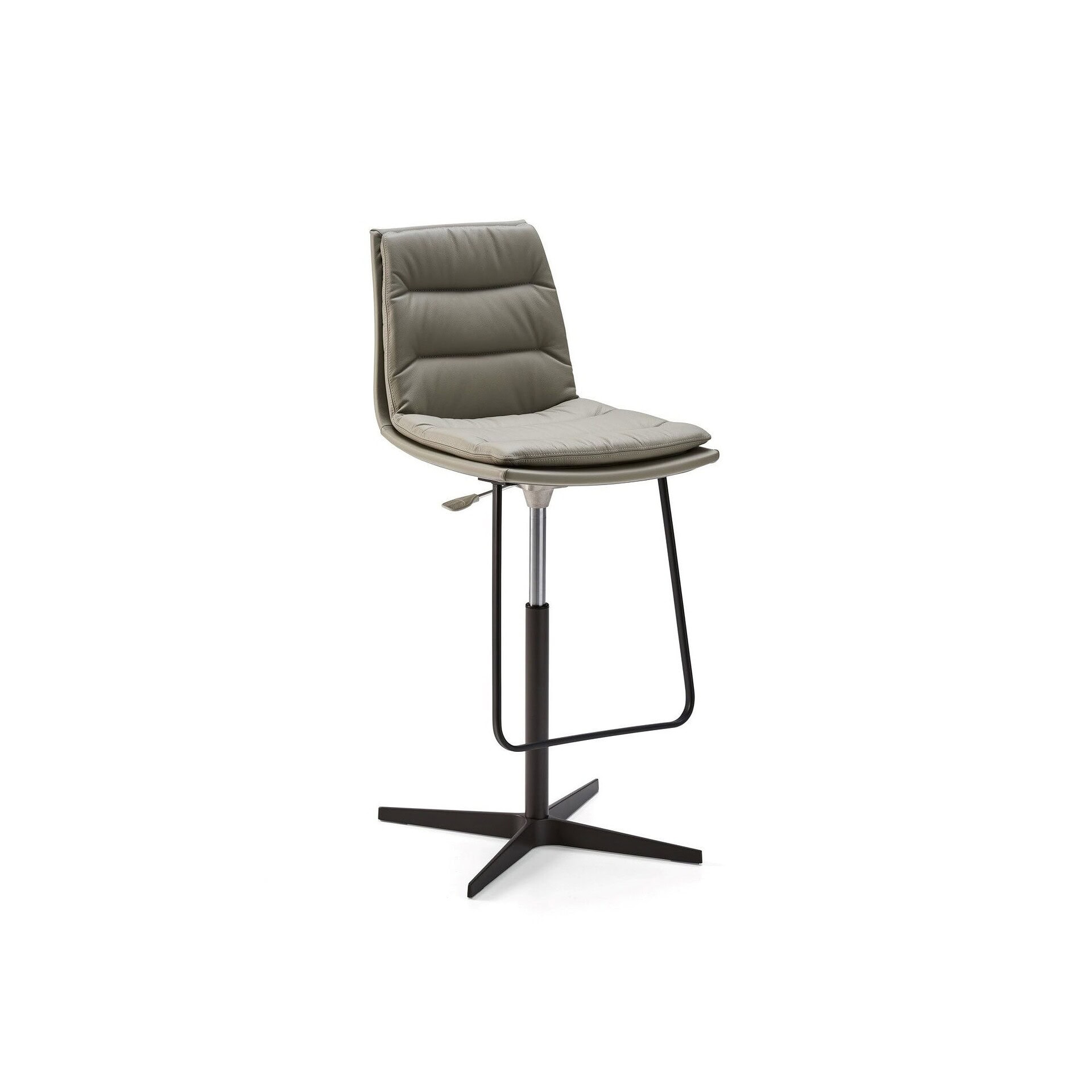 Single Lady Adjustable Swivel Stool with cushioned seat and metal swivel base on white background