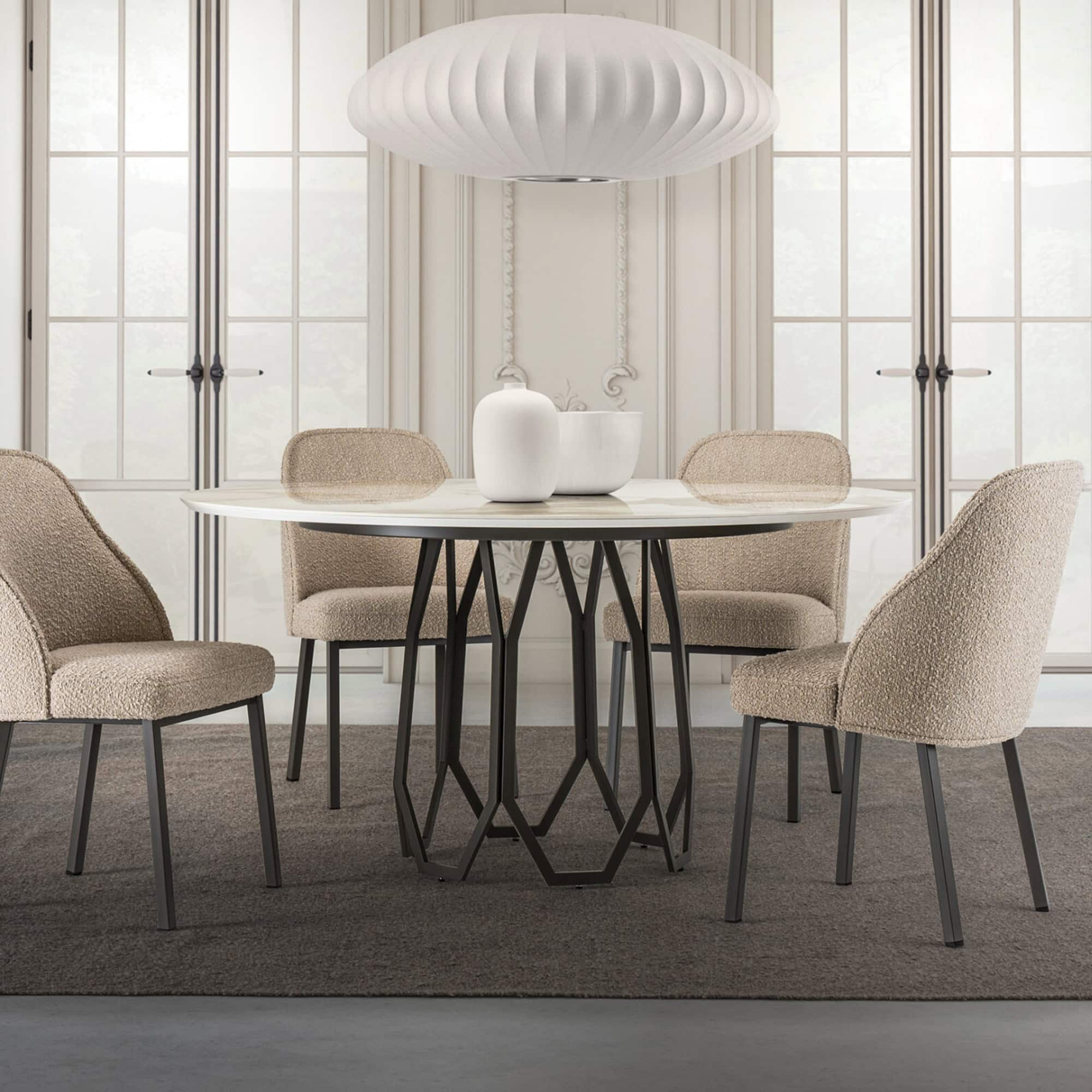 Opal geometric dining table with modern design, perfect for contemporary dining rooms. Crafted with.
