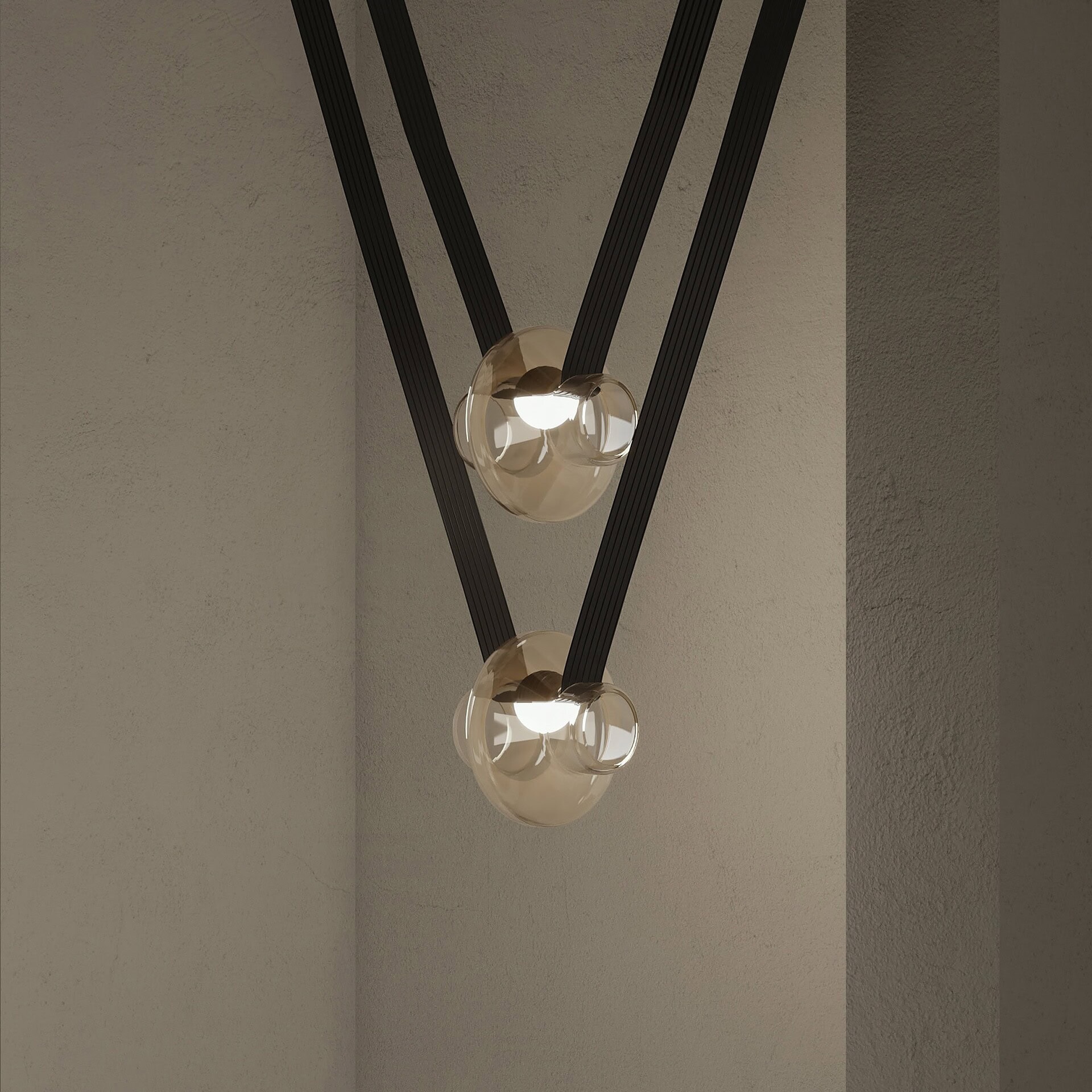 Contemporary pendant lighting with black accents and glass bulbs for modern home decor.