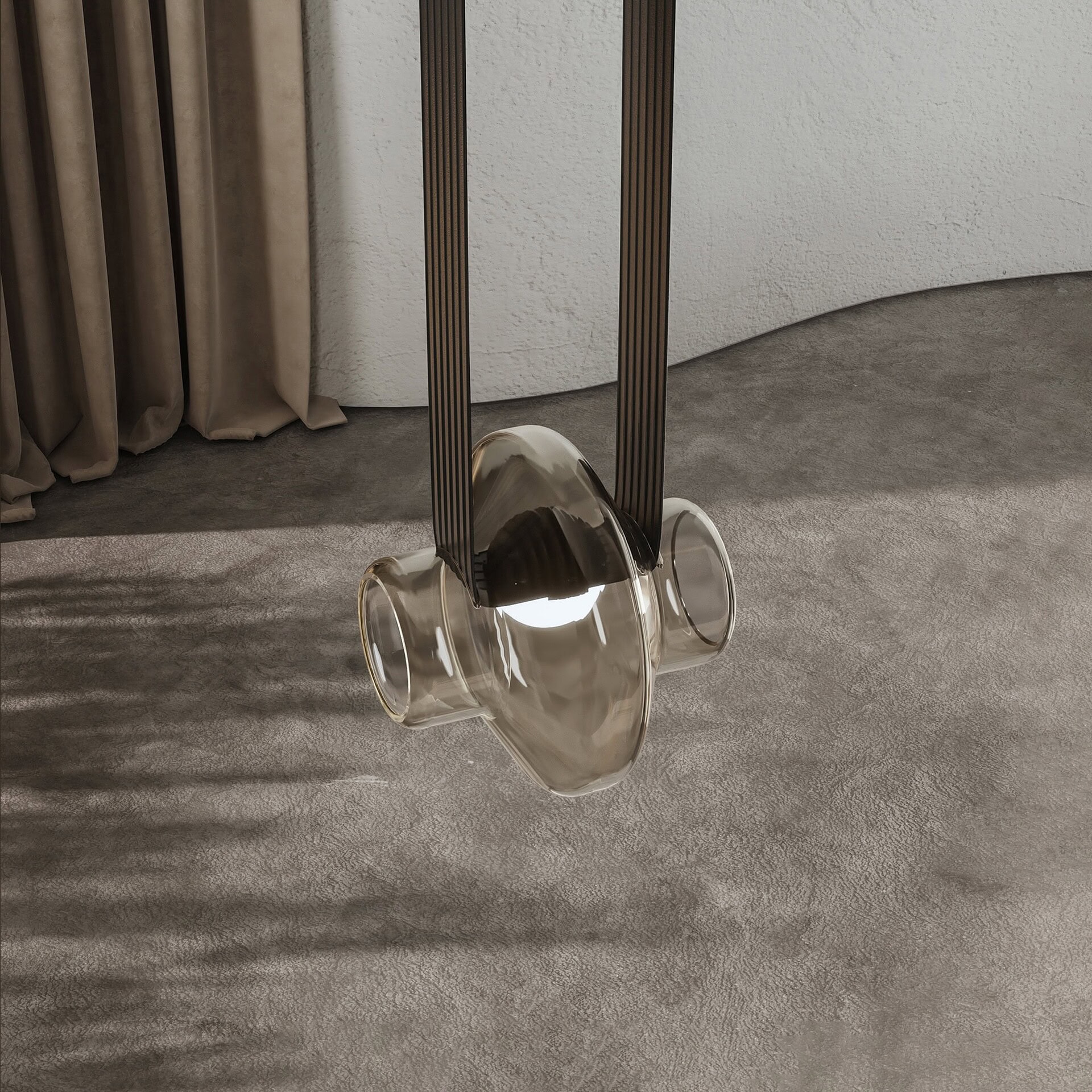 Sleek modern pendant light with glass and metal design by Sklar Furnishings.