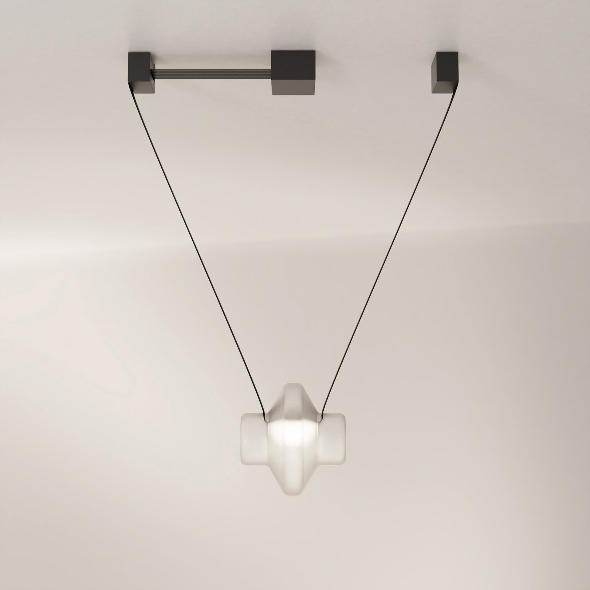 Sleek modern pendant light fixture with adjustable cords by Sklar Furnishings.