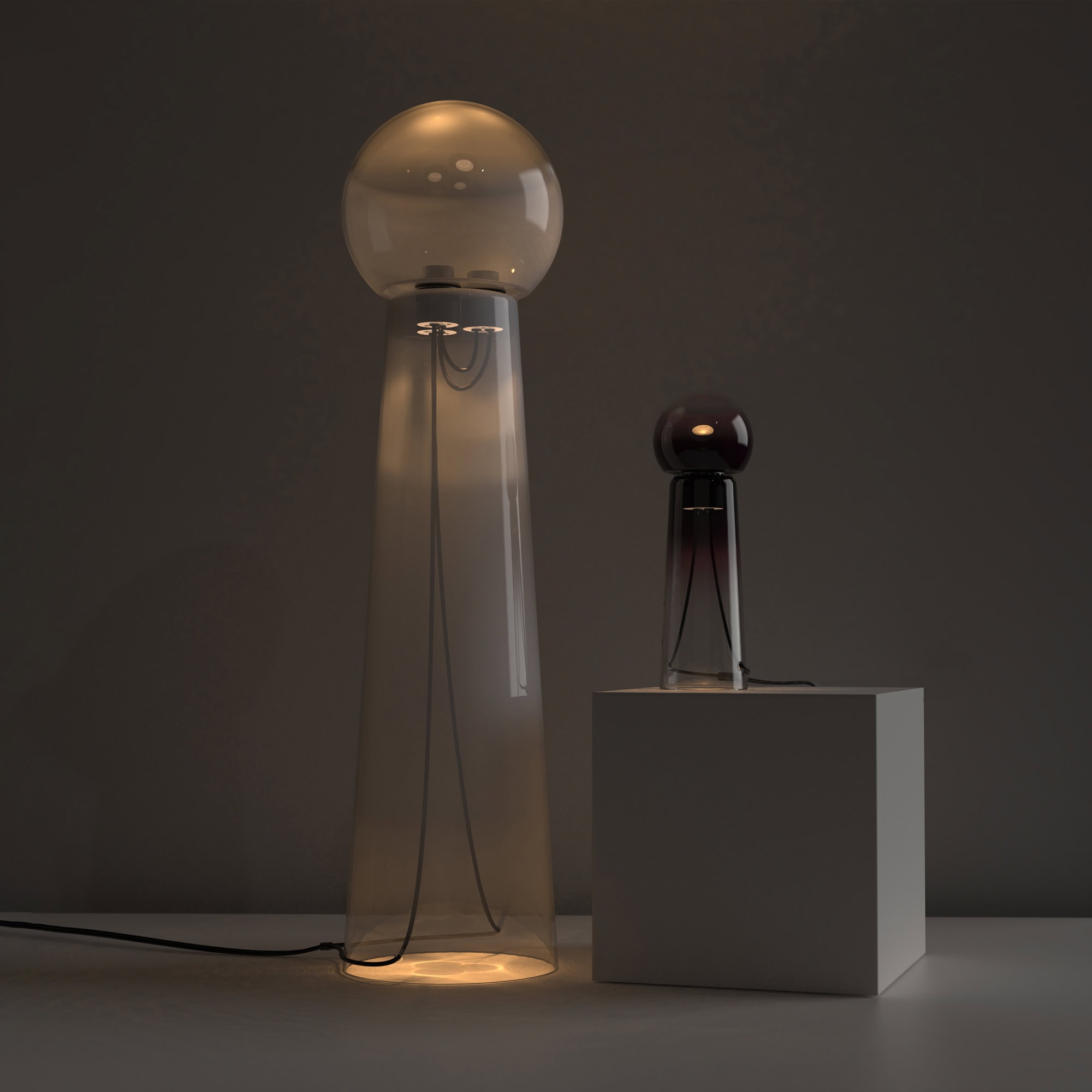 Elegant modern glass table lamps with sleek design, perfect for stylish home decor.