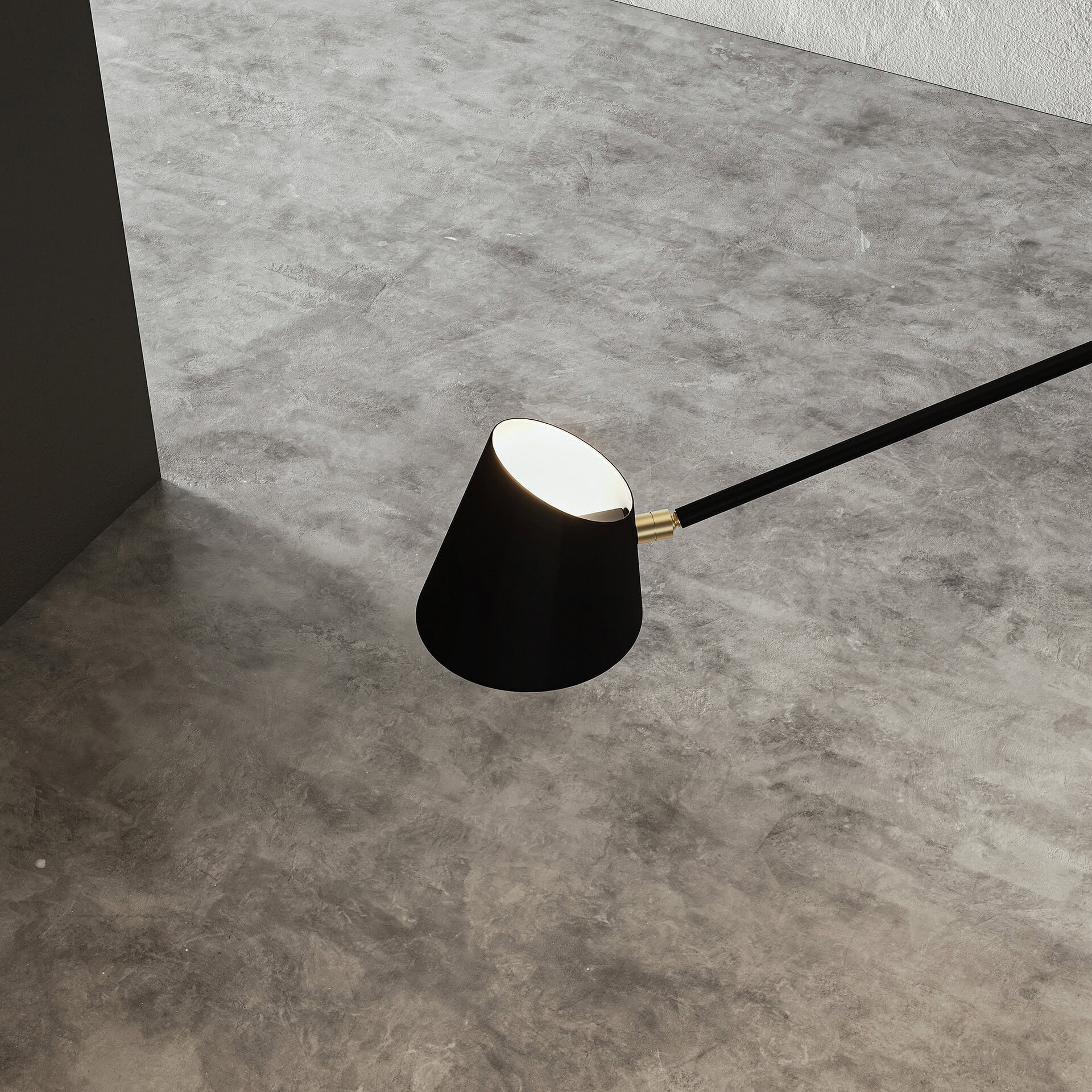 Modern black wall-mounted reading light with adjustable arm, sleek design.