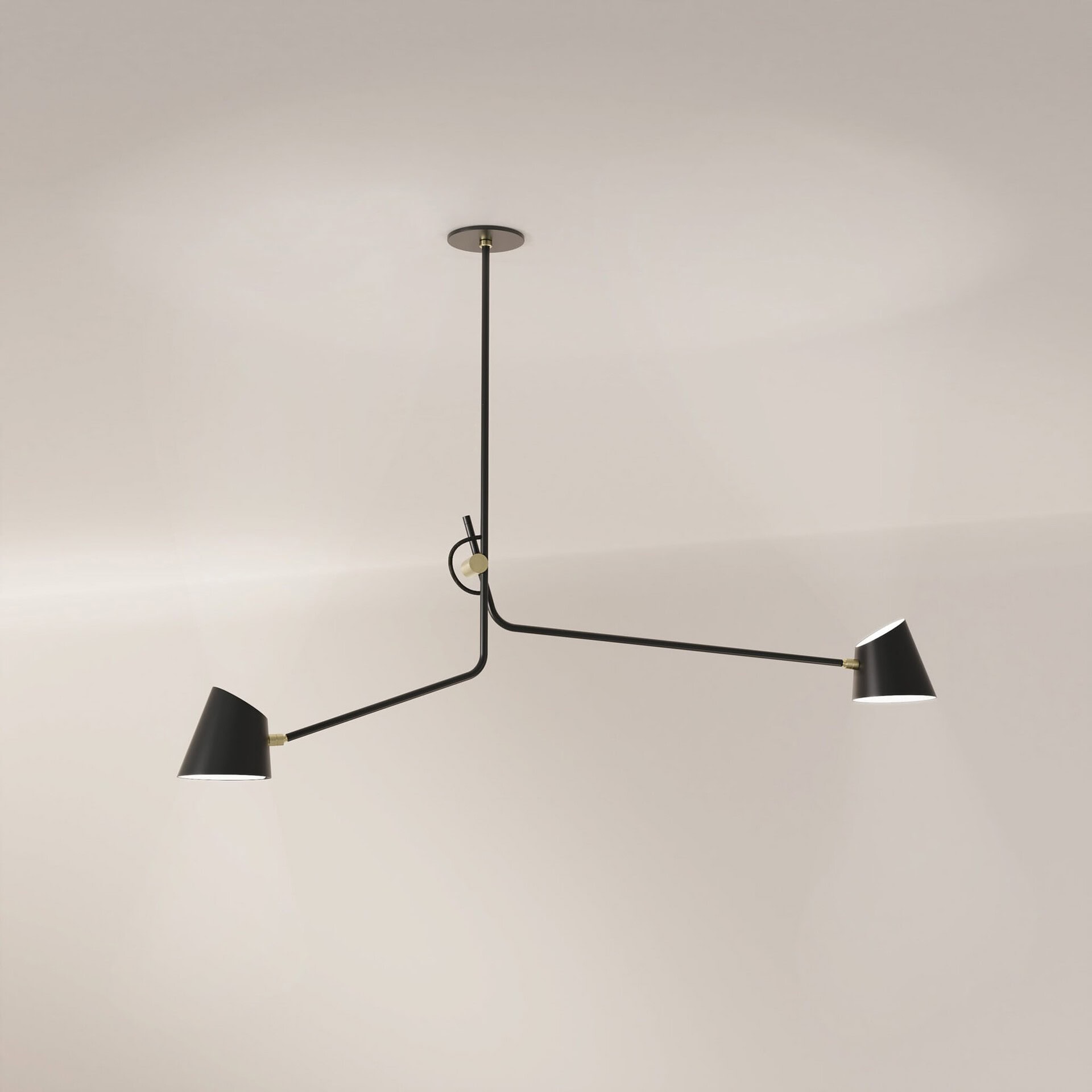 Sleek modern black and gold adjustable pendant chandelier for contemporary home decor.