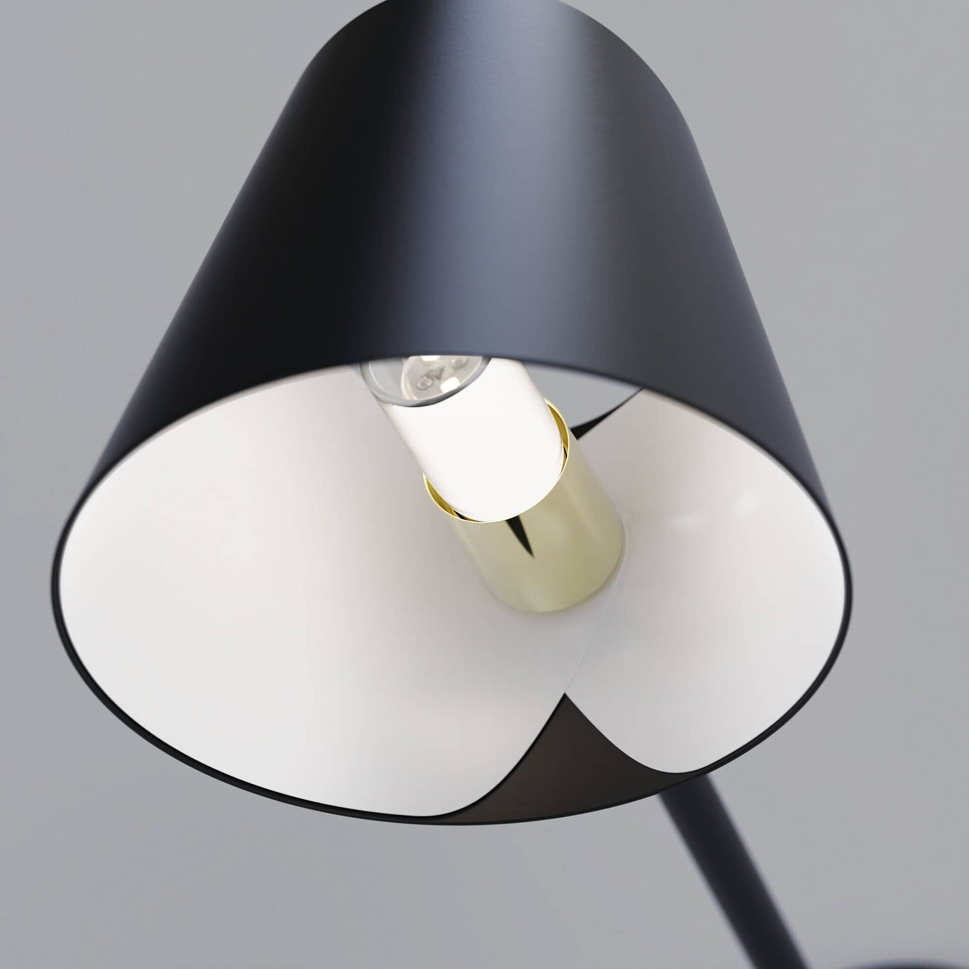 Black and white modern floor lamp with sleek design, ideal for contemporary home decor.