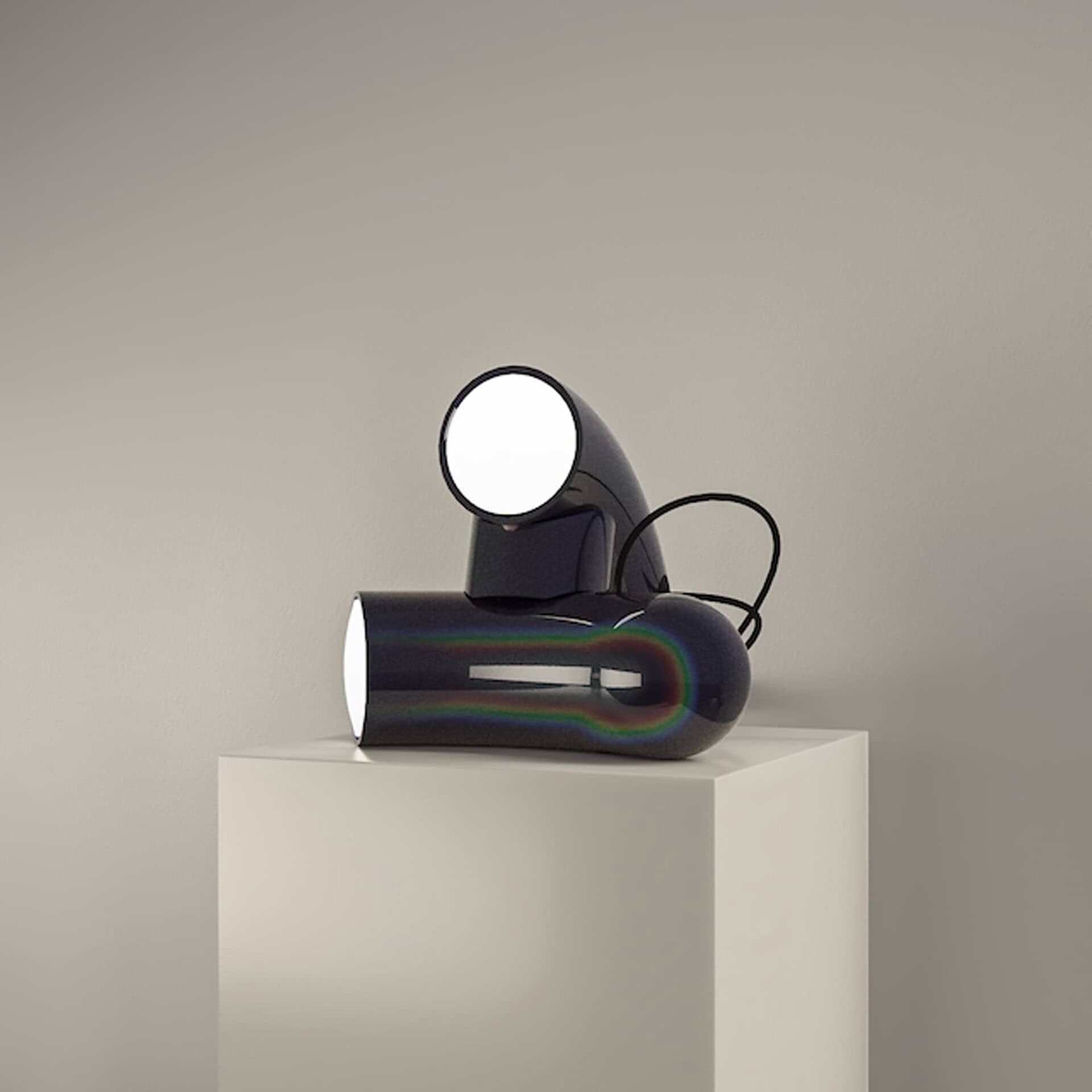 Sleek black modern table lamp with minimalist design, ideal for contemporary home decor.