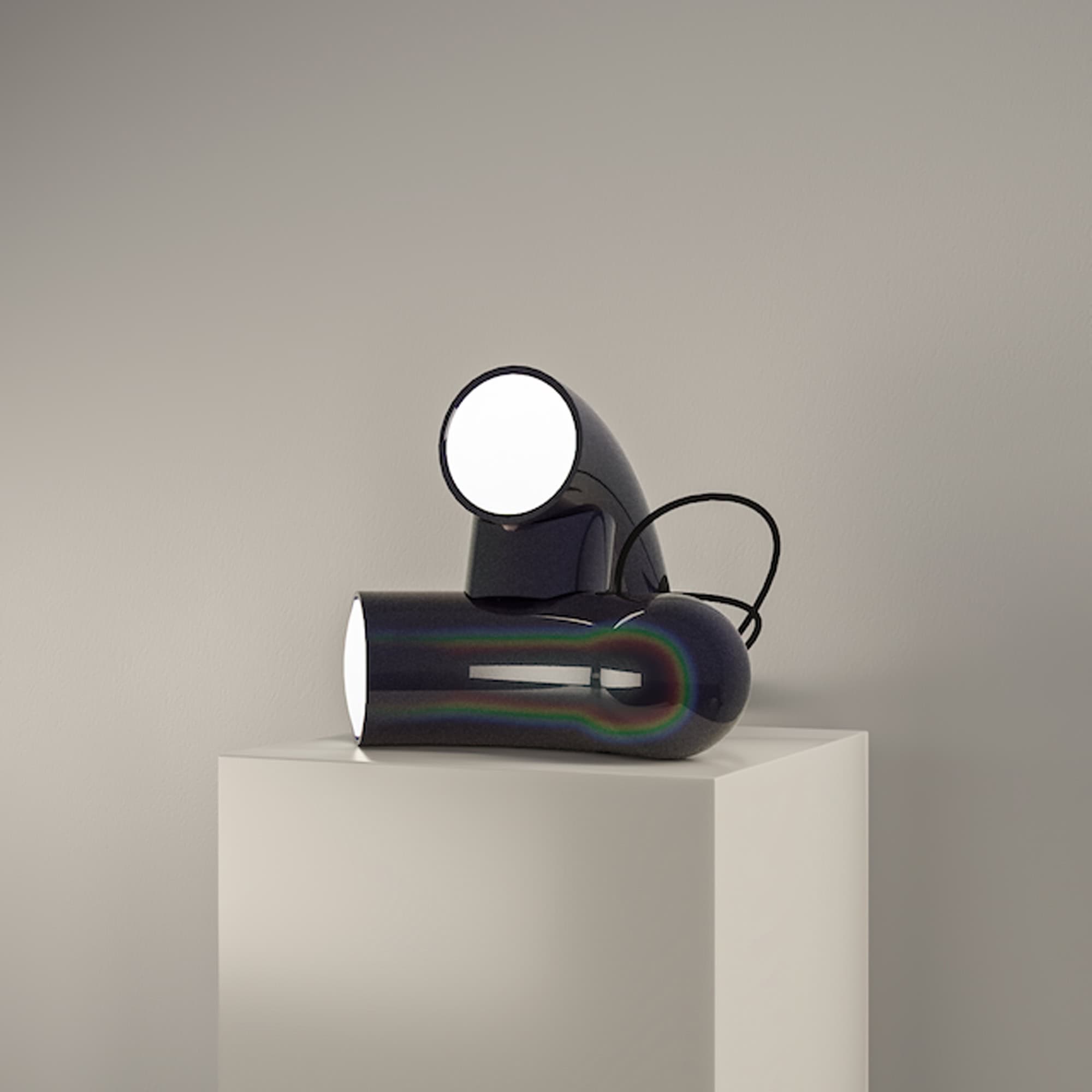 Sleek black modern table lamp with minimalist design, ideal for contemporary home decor.