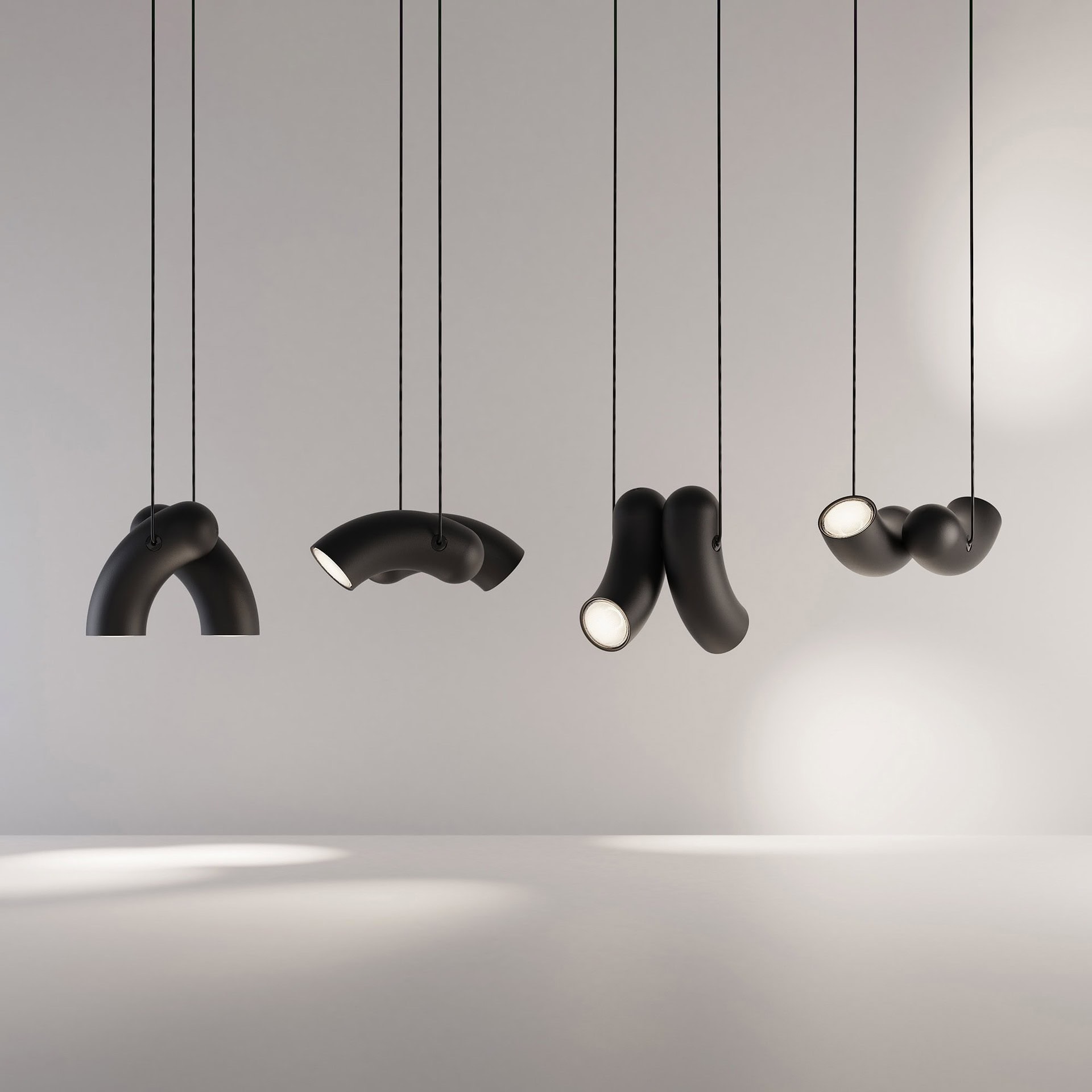 Sleek modern black pendant lighting fixtures with minimalist design for contemporary interiors.