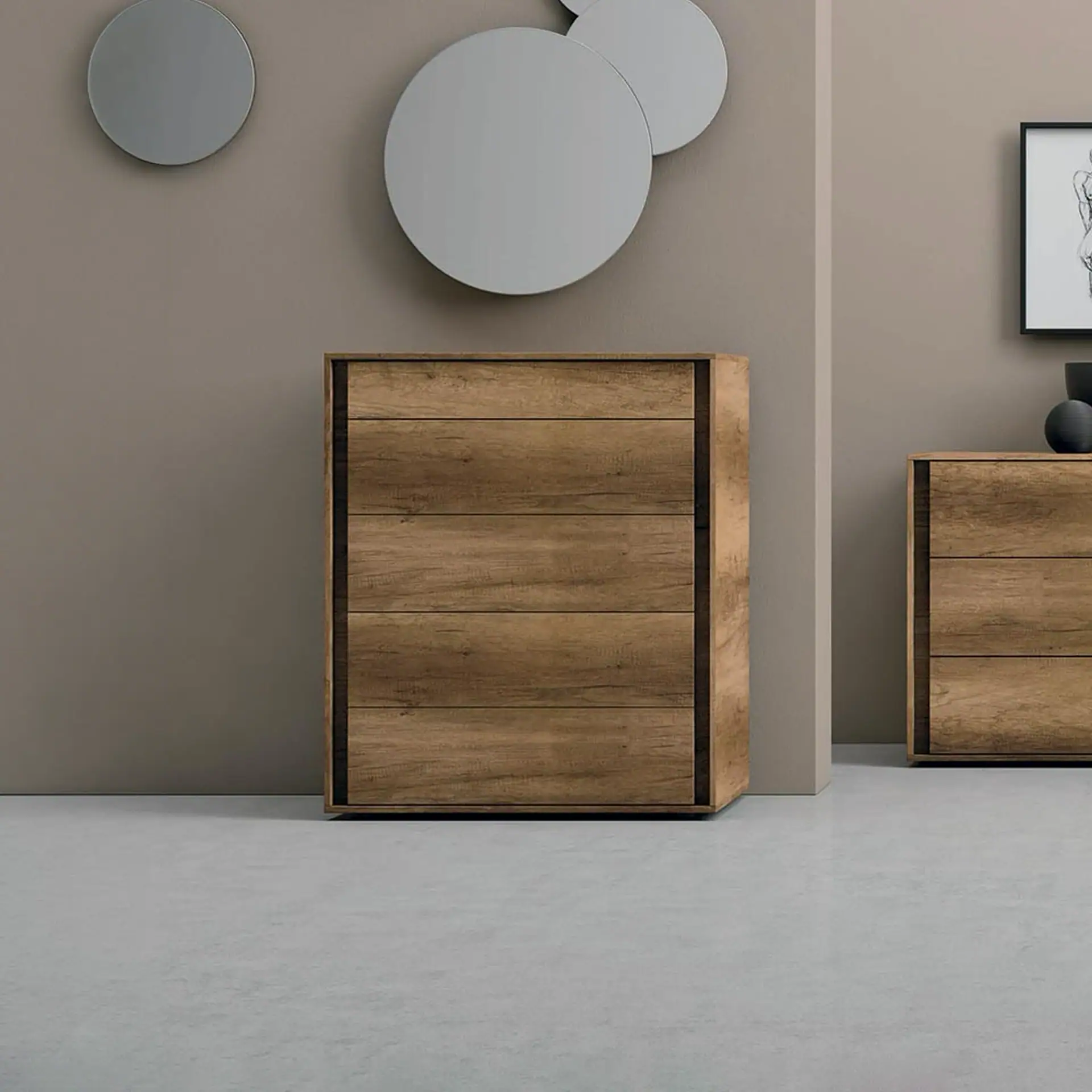 Stylish wooden dresser with clean lines and minimalist design, perfect for modern bedroom or living.