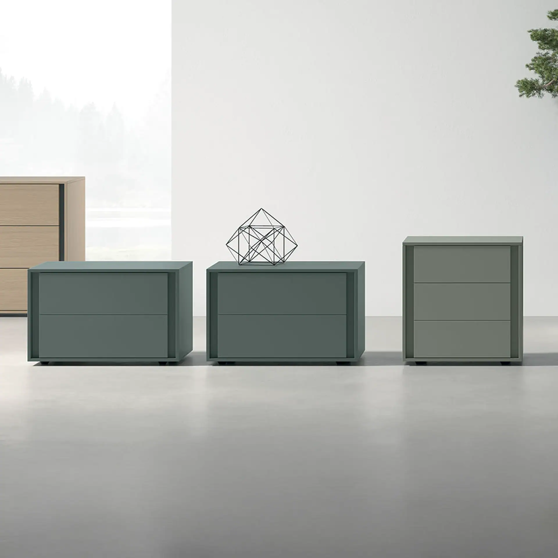 Contemporary storage units with clean lines and a muted color palette for stylish organization.