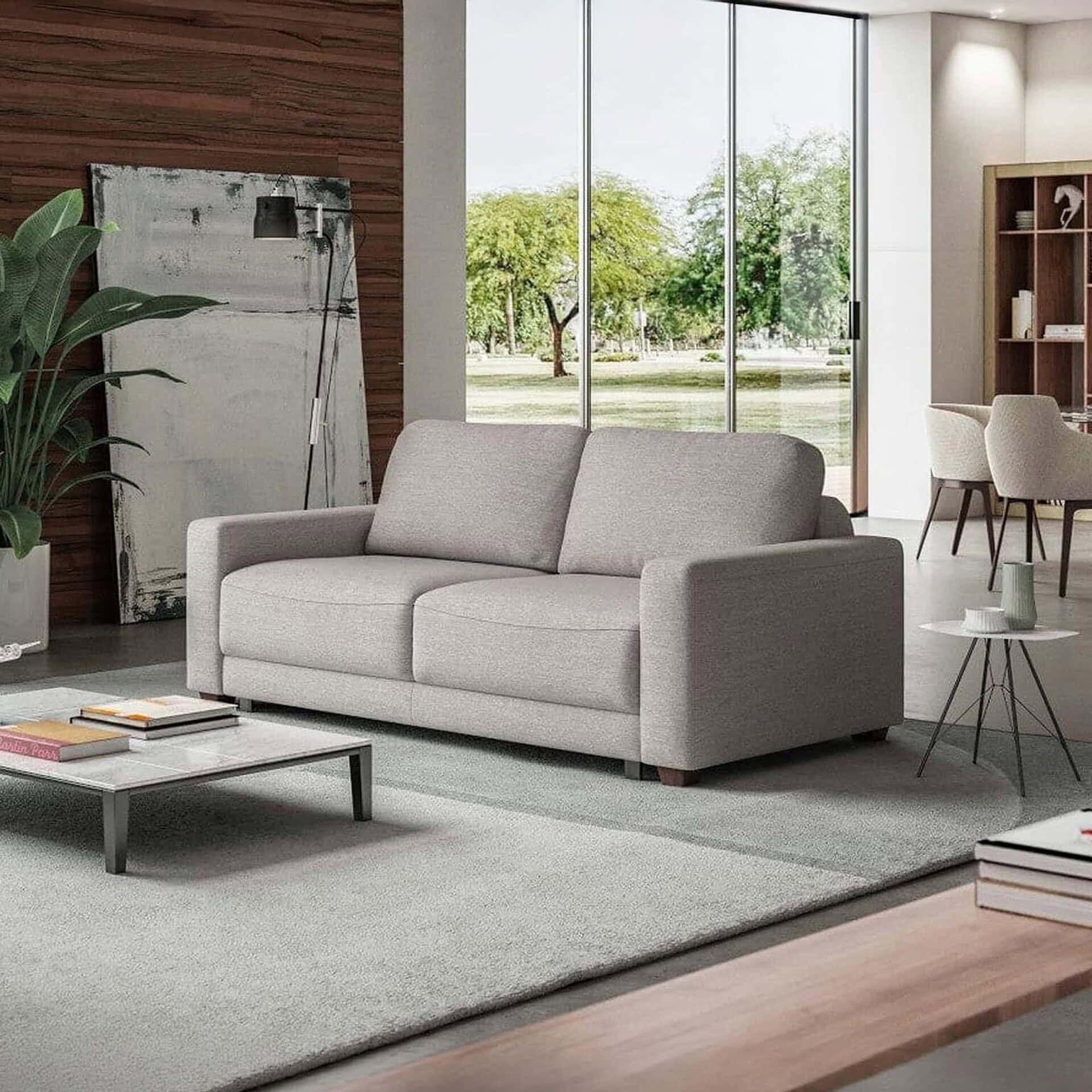 Comfortable Belton Queen Size Sleeper Loveseat in modern living room setting.